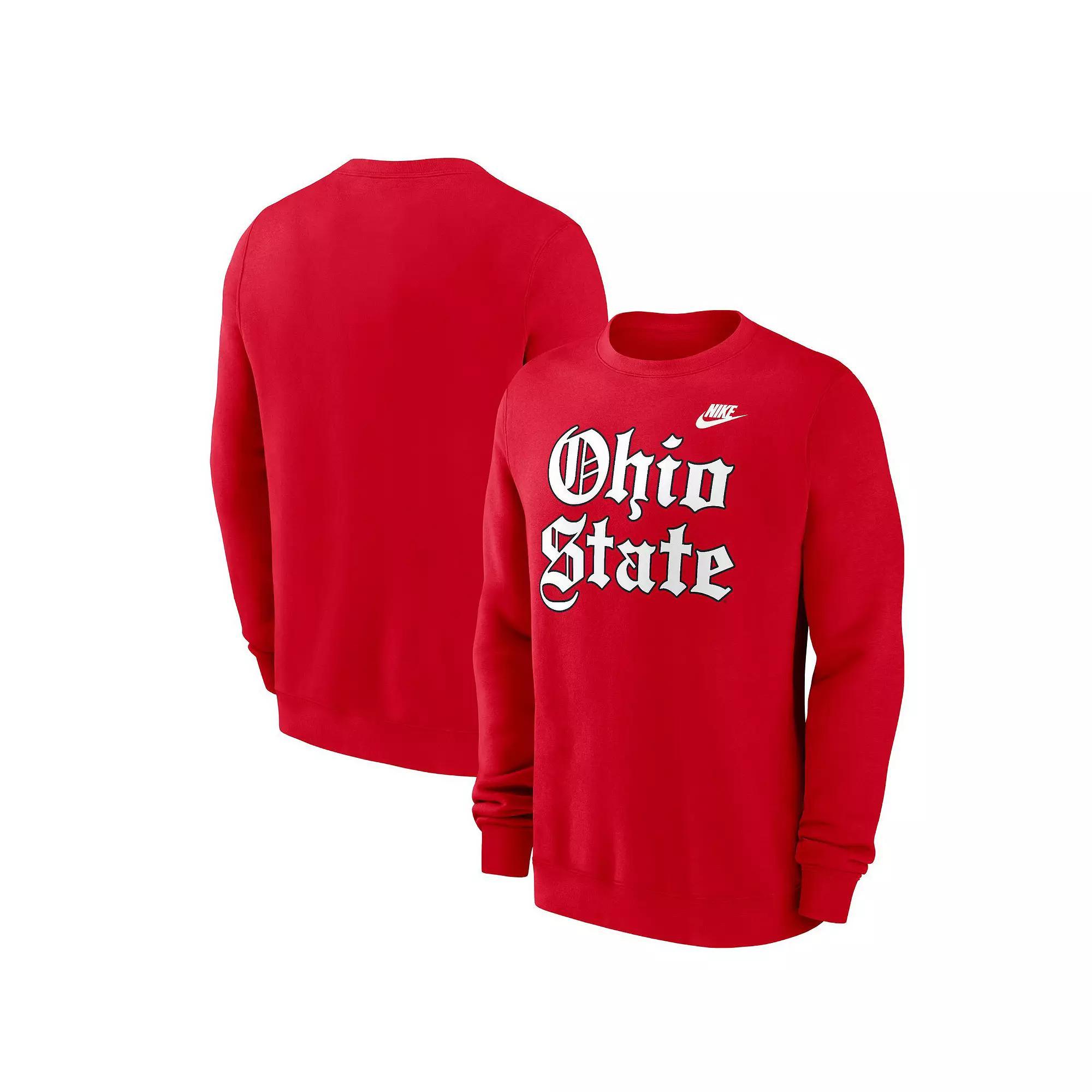Men's Nike Scarlet Ohio State Buckeyes Old English Fleece Sweatshirt,  Product Image