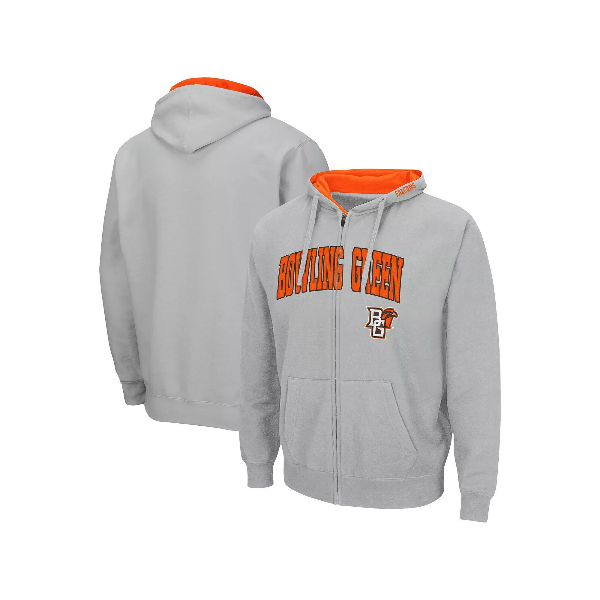 Men's Colosseum Gray Bowling Green St. Falcons Arch & Logo 3.0 Full-Zip Hoodie, Size: XL, Bwg Grey Product Image
