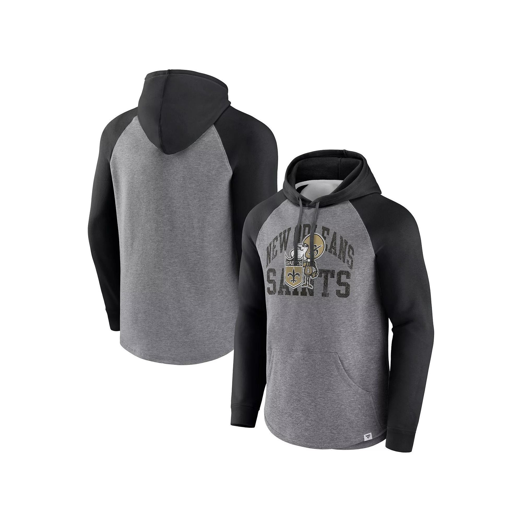 Men's Fanatics Branded Heather Gray New Orleans Saints Favorite Arch Raglan Pullover Hoodie,  Product Image