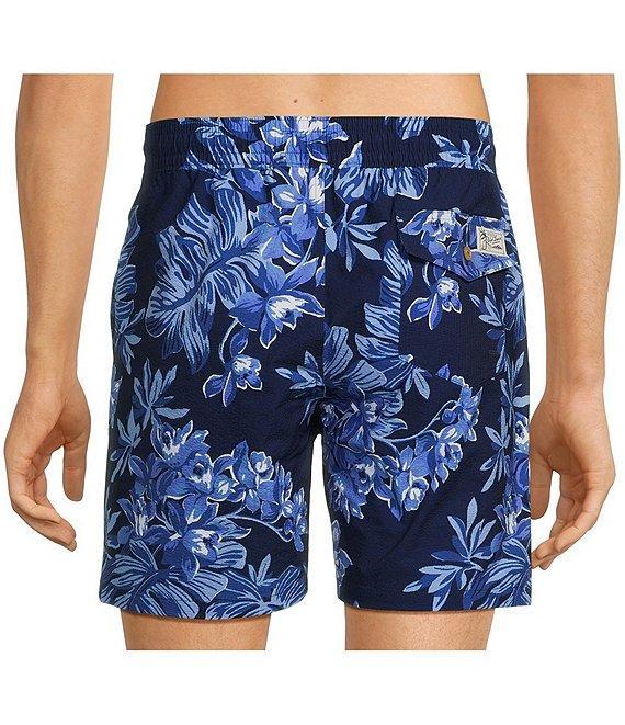 Polo Ralph Lauren Traveler Classic Tonal Tropical Motif Seersucker 5.75#double; Swim Trunks Product Image