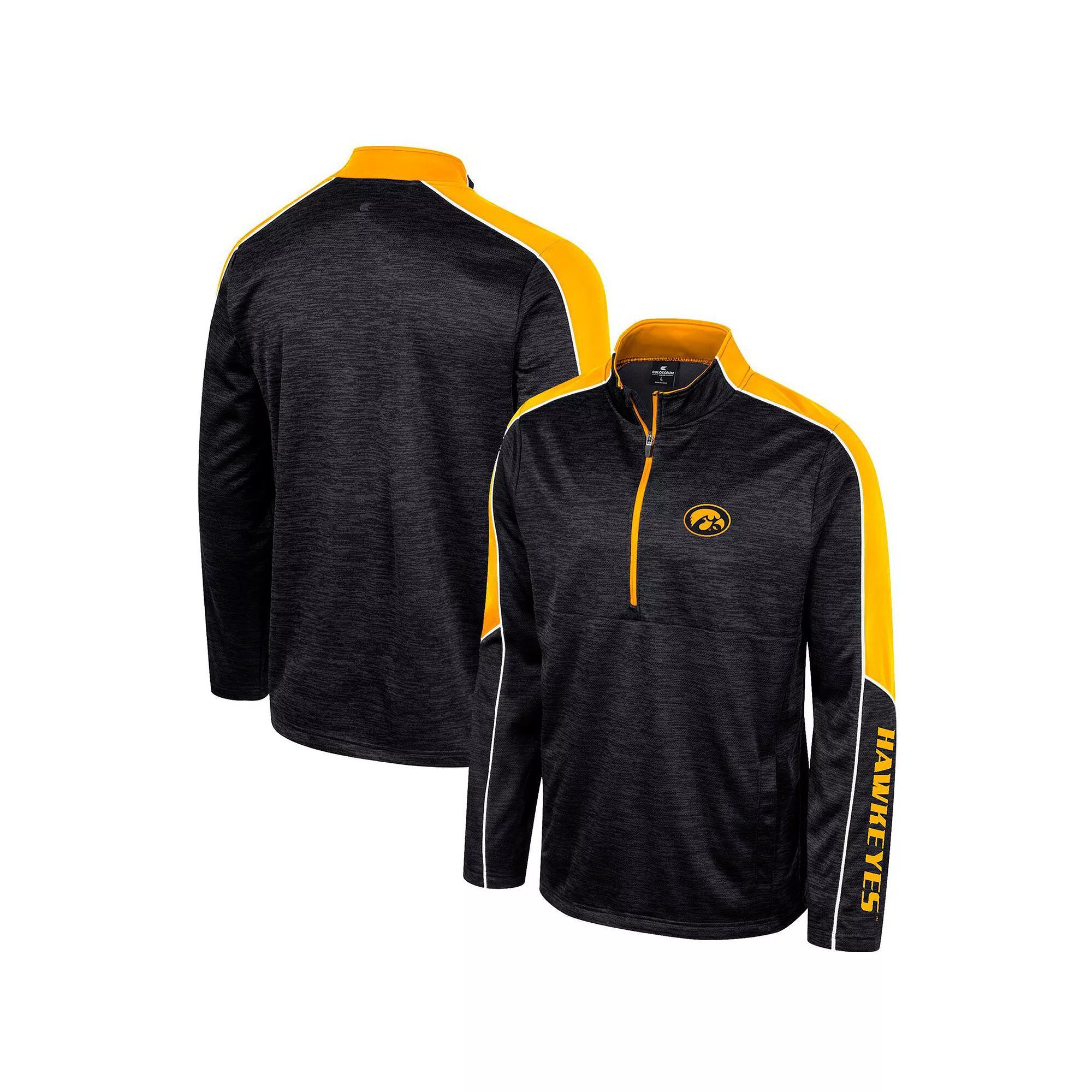 Men's Colosseum Black Iowa Hawkeyes Marled Half-Zip Jacket, Size: XL Product Image