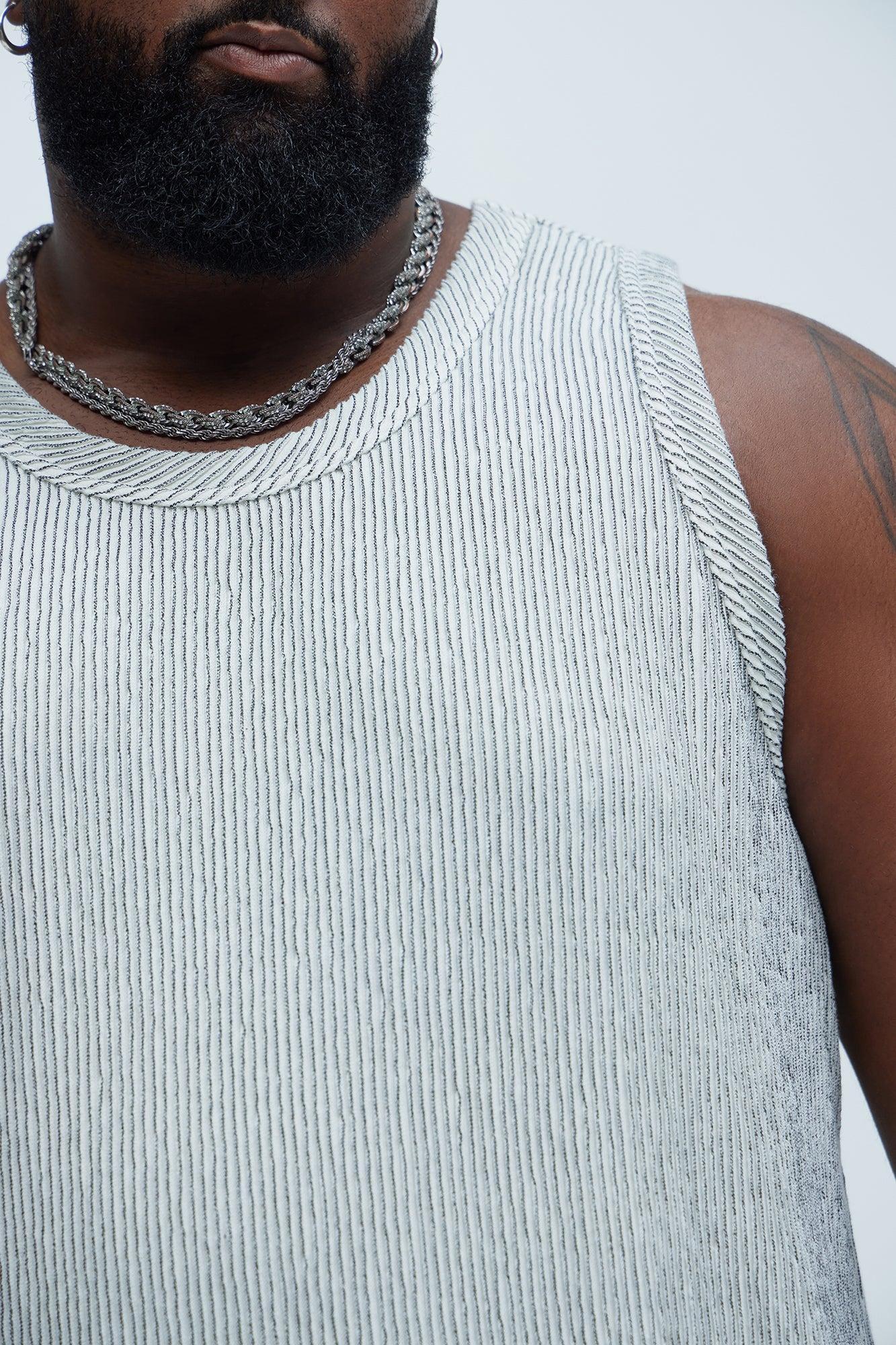 Neil Textured Tank - White/Black Product Image