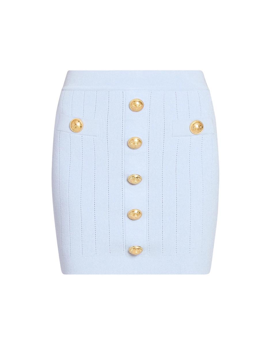 Womens Pointelle-Knit Button-Front Miniskirt Product Image