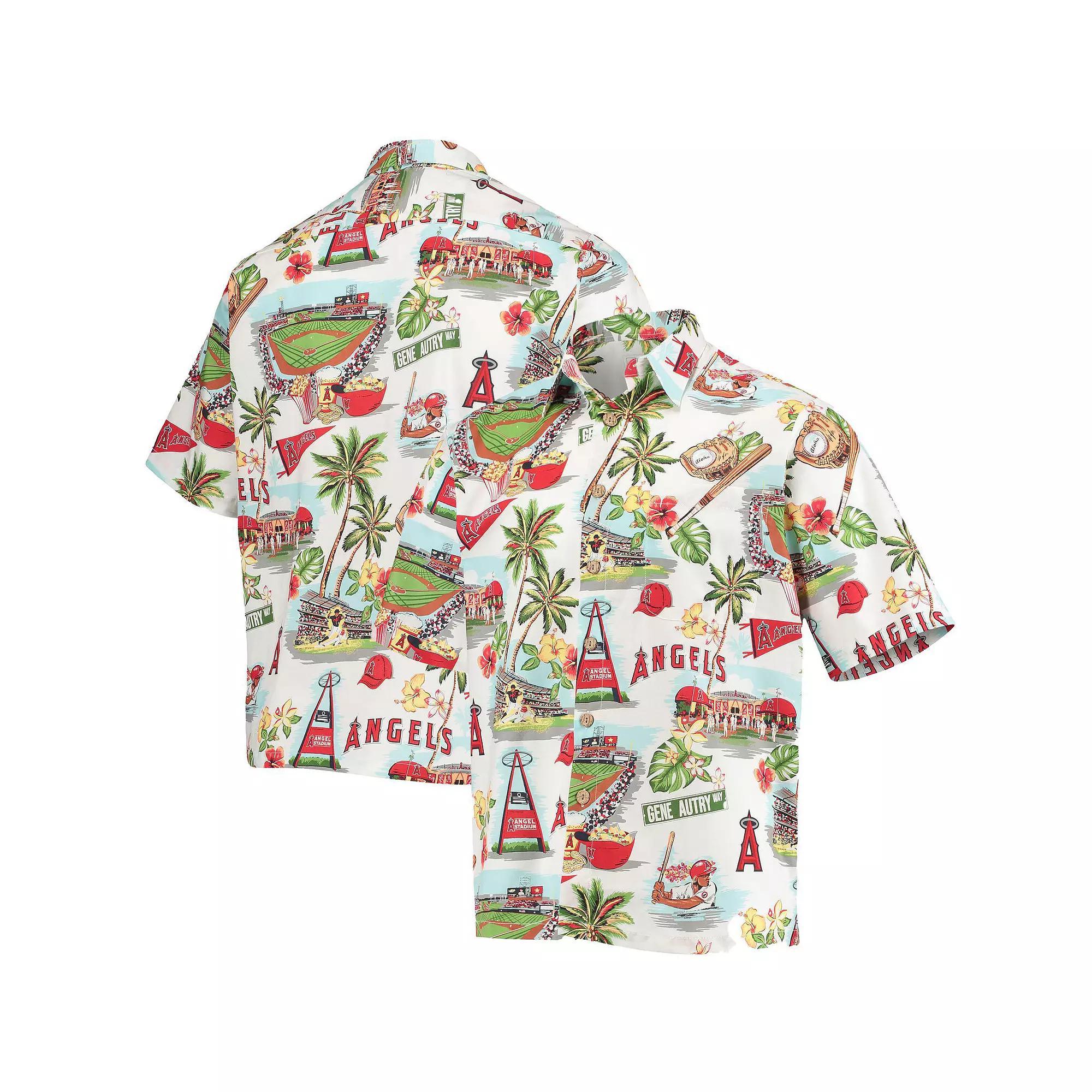 Men's Reyn Spooner White Los Angeles Angels Scenic Button-Up Shirt, Size: Small Product Image