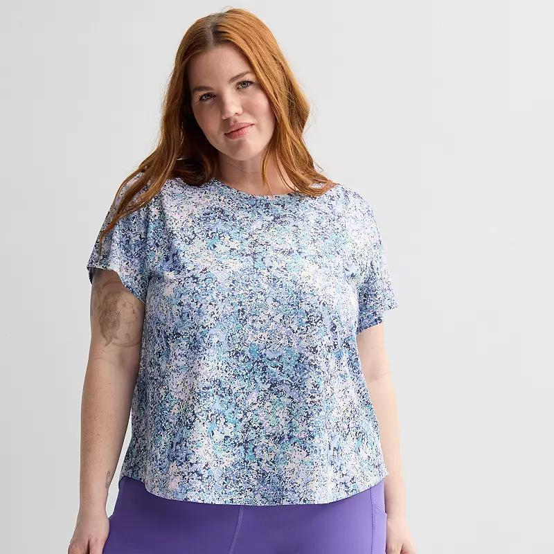 Plus Size Tek Gear® Mesh Tee, Women's, Size: 2XL, Blue Spots Product Image