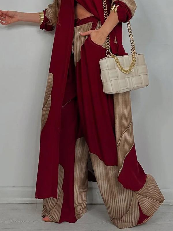 High Waisted Wide Leg Drawstring Elasticity Floral Printed Split-Joint Pants Trousers Product Image