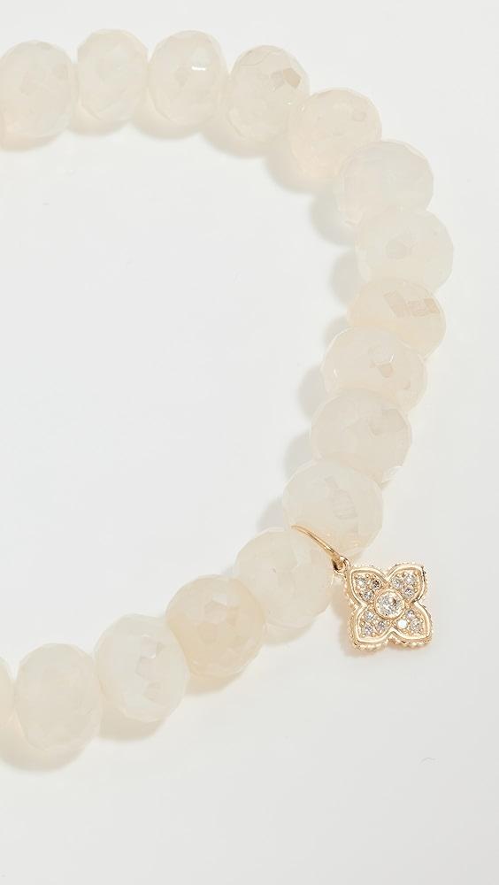 Sydney Evan 14k Mini Bezel Pave Moroccan Charm On Bead Bracelet | Shopbop Product Image