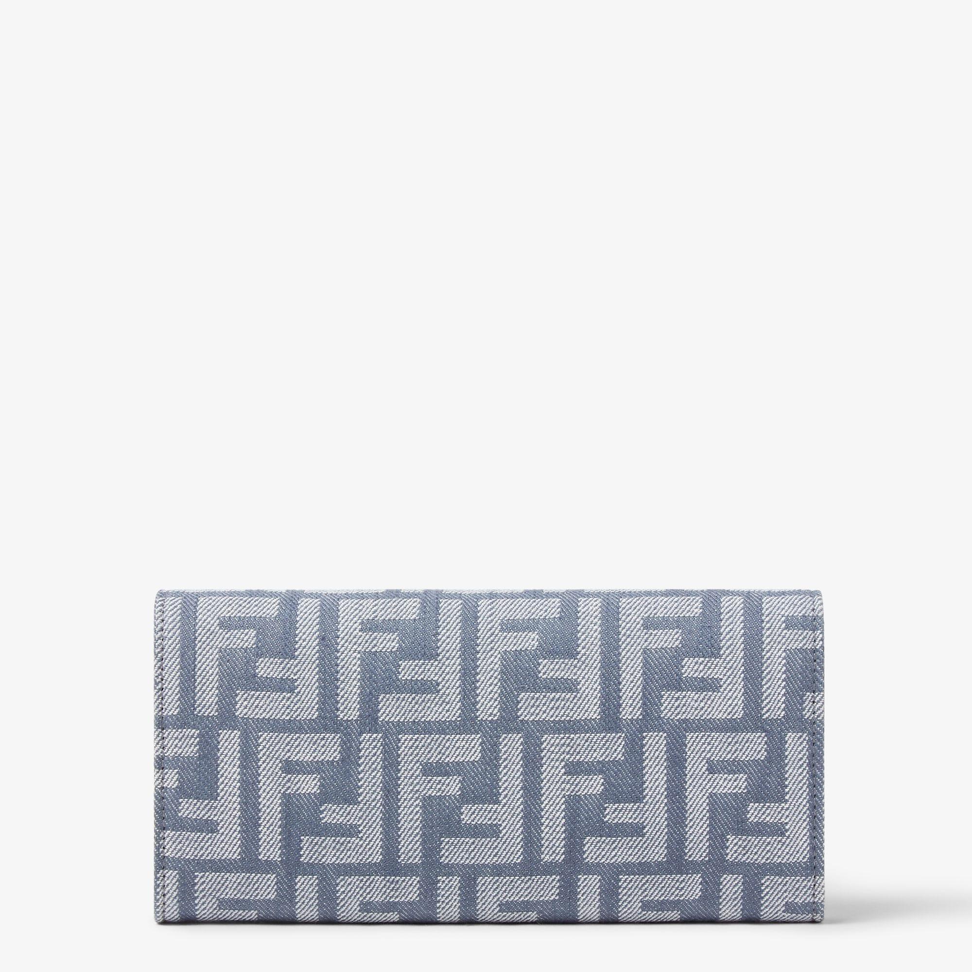 Baguette Continental Wallet With ChainBlue denim-effect FF jacquard wallet Product Image