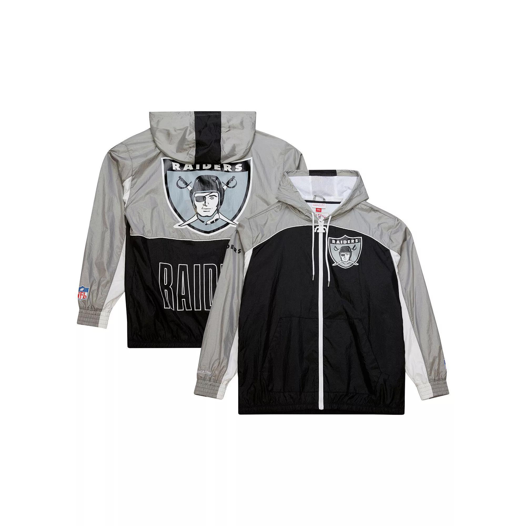 Men's Mitchell & Ness White Oakland Raiders Big Shot Premium Full-Zip Windbreaker, Size: Large Product Image