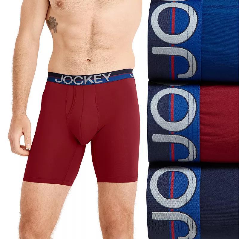 Men's Jockey® Infinite Cool 3-pk Microfiber Stretch 8" Long Leg Boxer Briefs, Size: Small, Red Apple Team Product Image