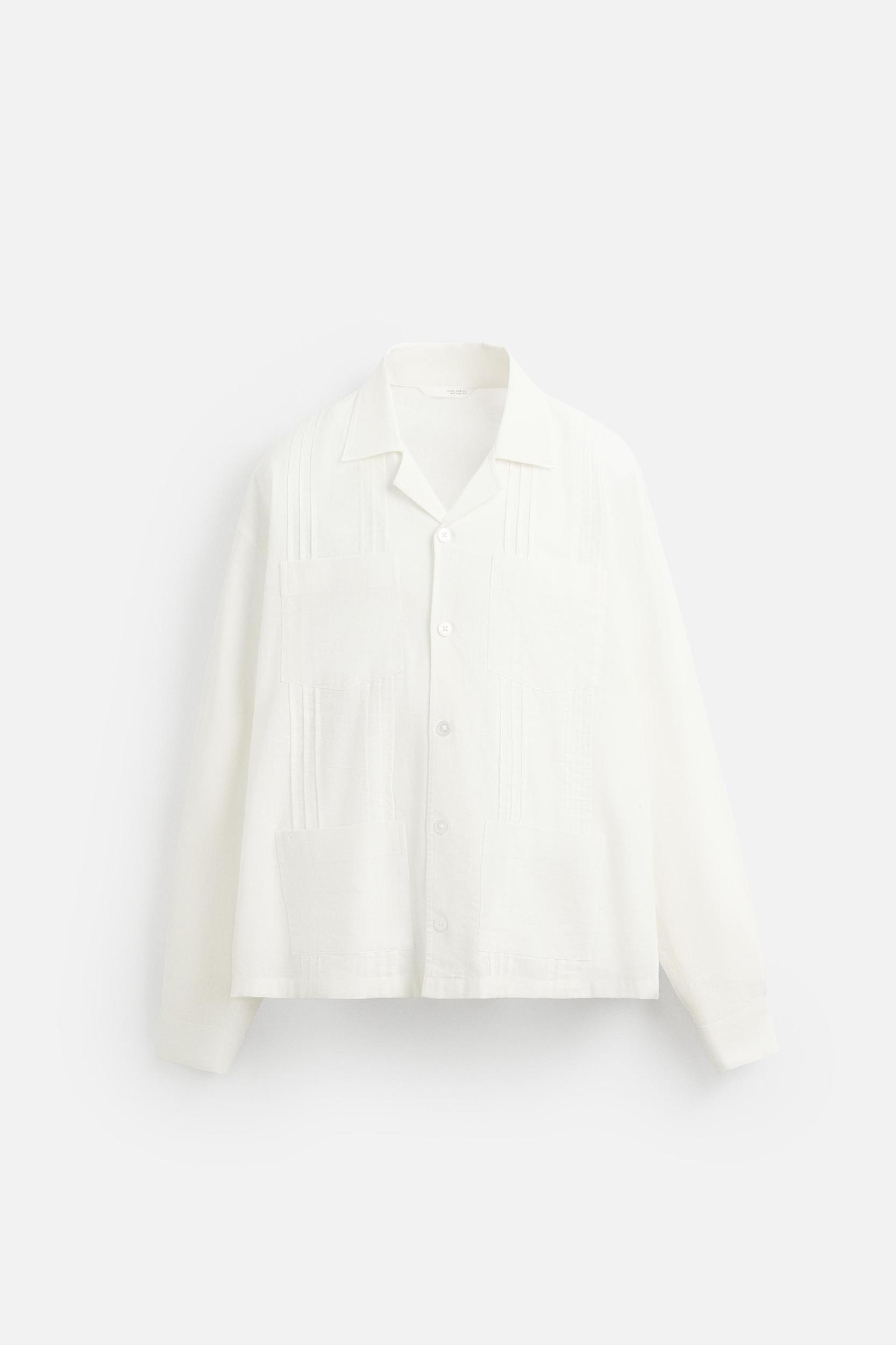 COTTON - LINEN TUCKED SHIRT Product Image