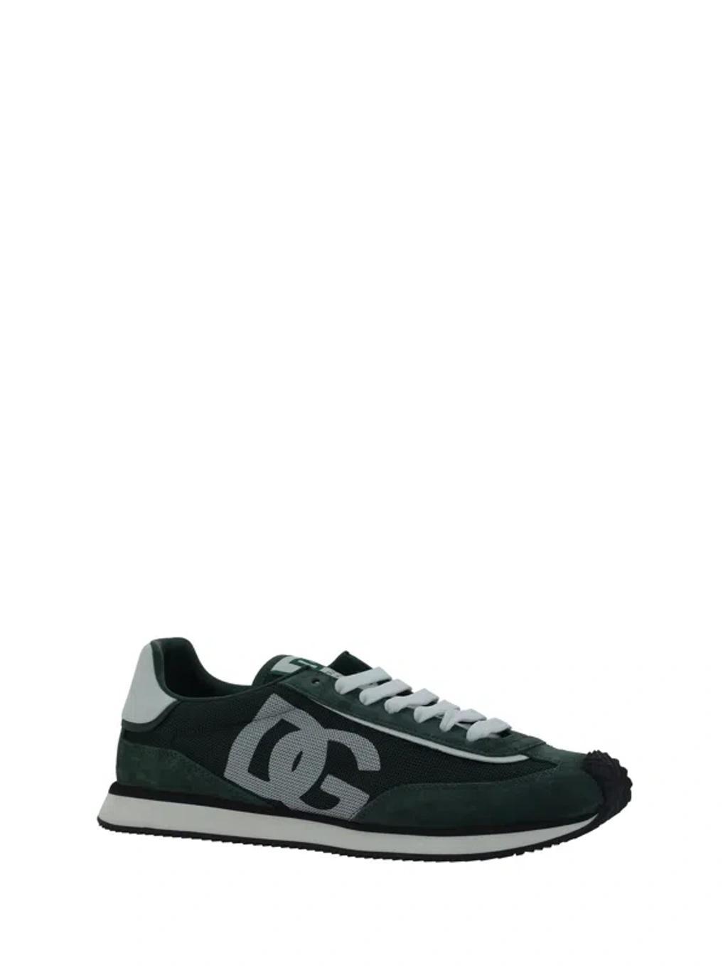 Bottle Green Suede And Mesh Dg Aria Sneakers In Foresta/bianco Product Image