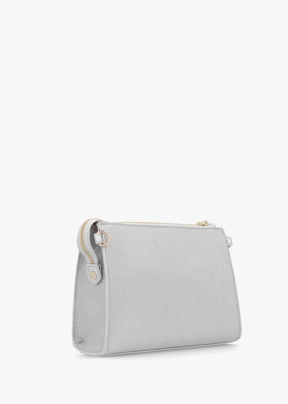 VALENTINO GARAVANI Chiaia Argento Glitter Pochette Bag In Silver Metalic Product Image