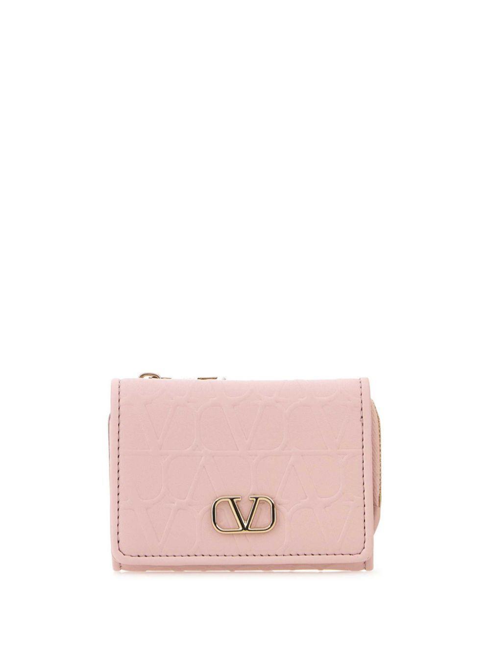 VALENTINO GARAVANI Valentino Vlogo Plaque Zip Detailed Wallet In Pink Product Image