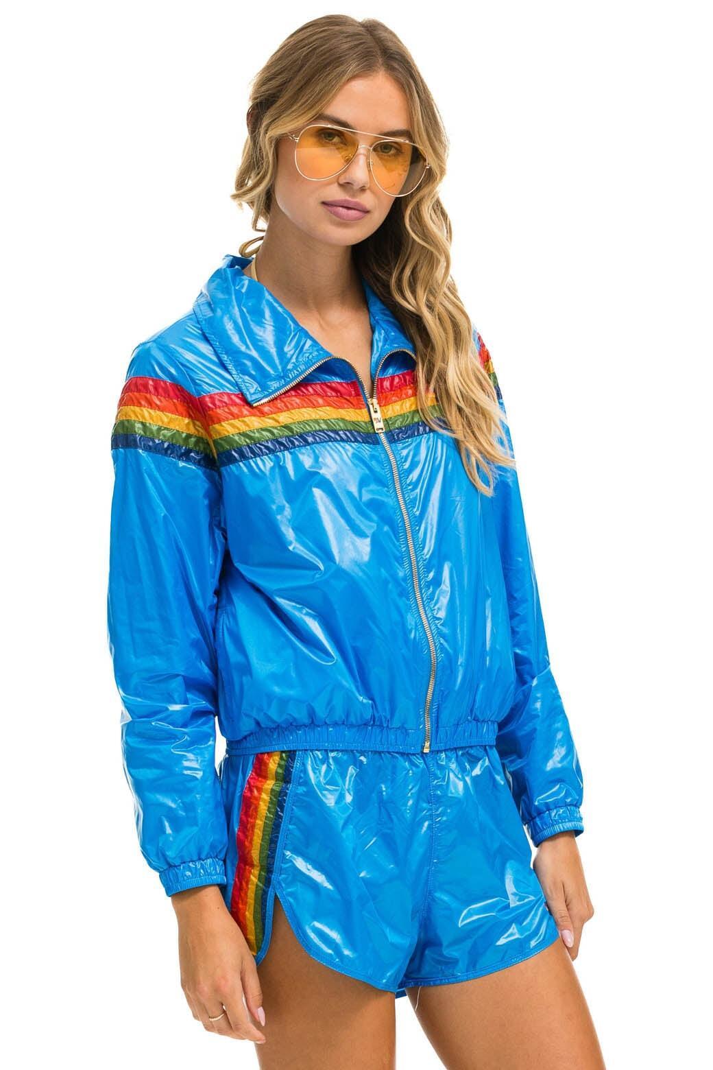 5 STRIPE WINDBREAKER -  BLUE CINA Female Product Image