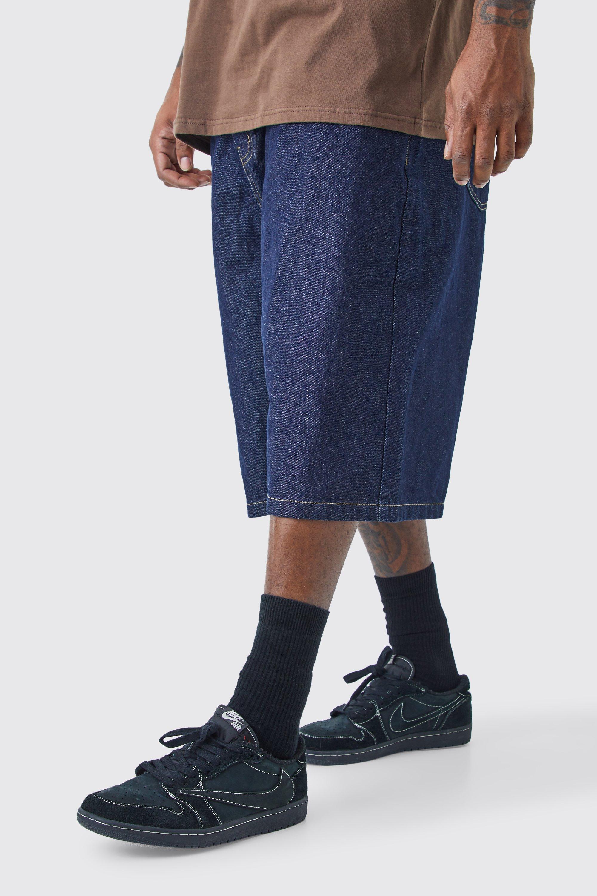 Mens Blue Plus Denim Jorts In Indigo, Blue Product Image