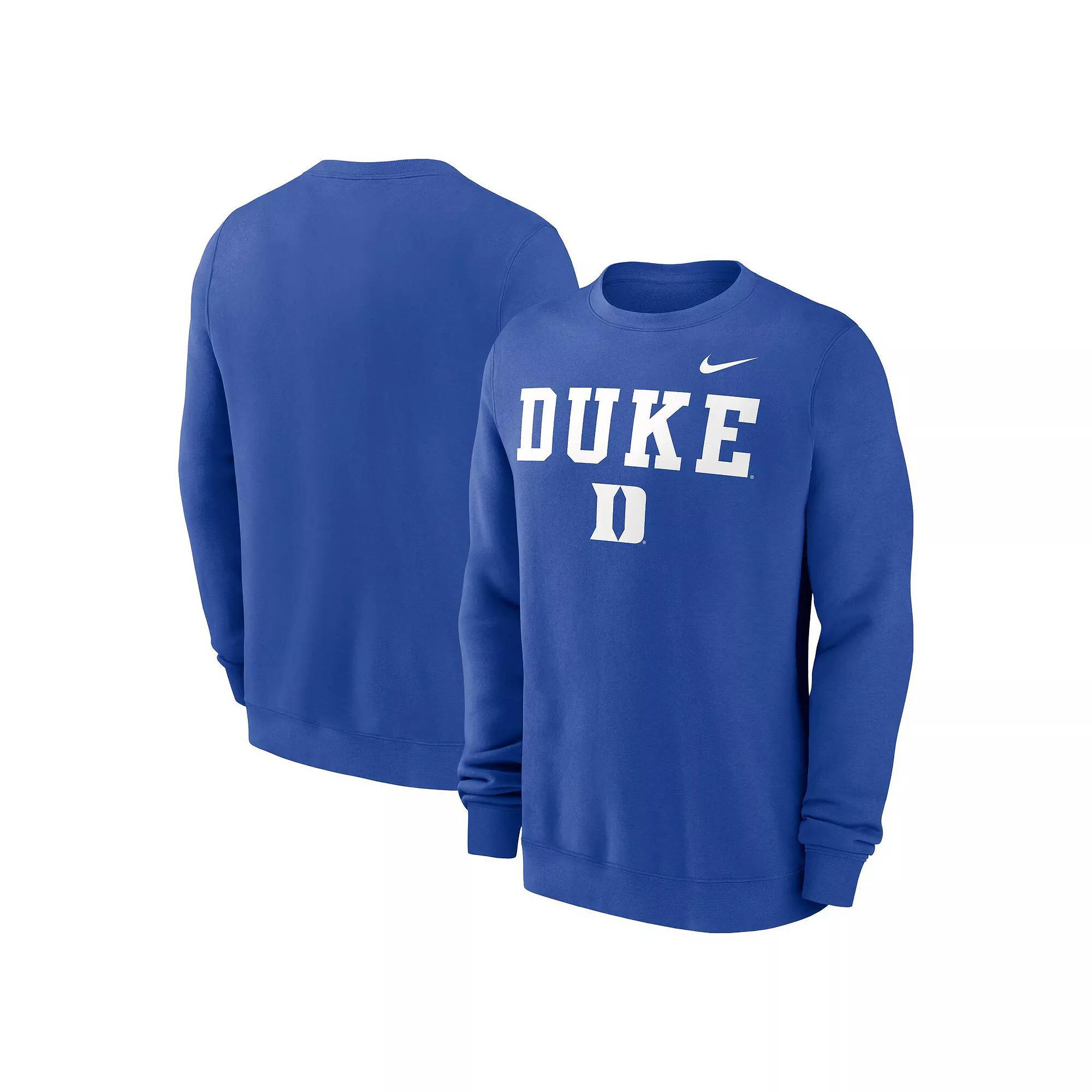 Men's Nike Royal Duke Blue Devils Primetime Primary Stack Pullover Sweatshirt,  Product Image