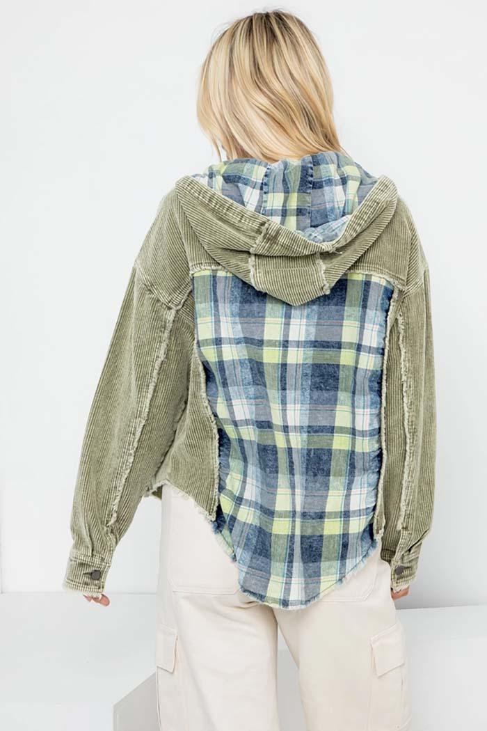 Washed Corduroy Crop Hooded Jacket Product Image