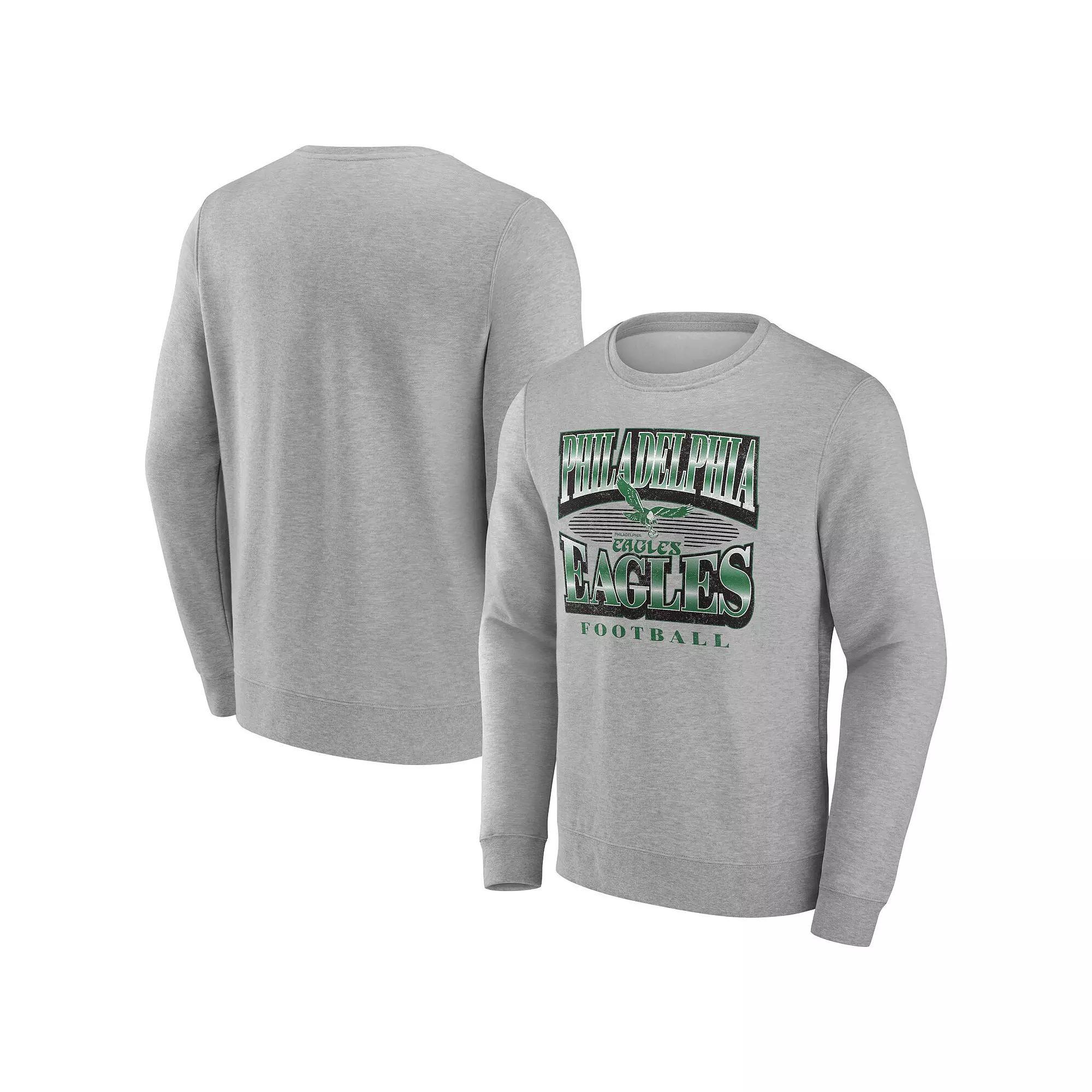 Men's Fanatics Heather Gray Philadelphia Eagles Chance Throwback Fleece Pullover Sweatshirt,  Product Image