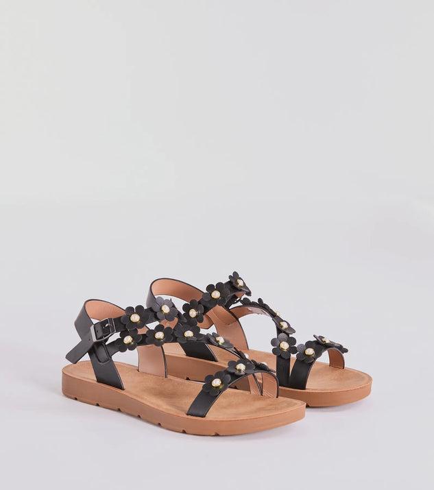 Floral Cutie Strappy Faux Leather Sandals Product Image