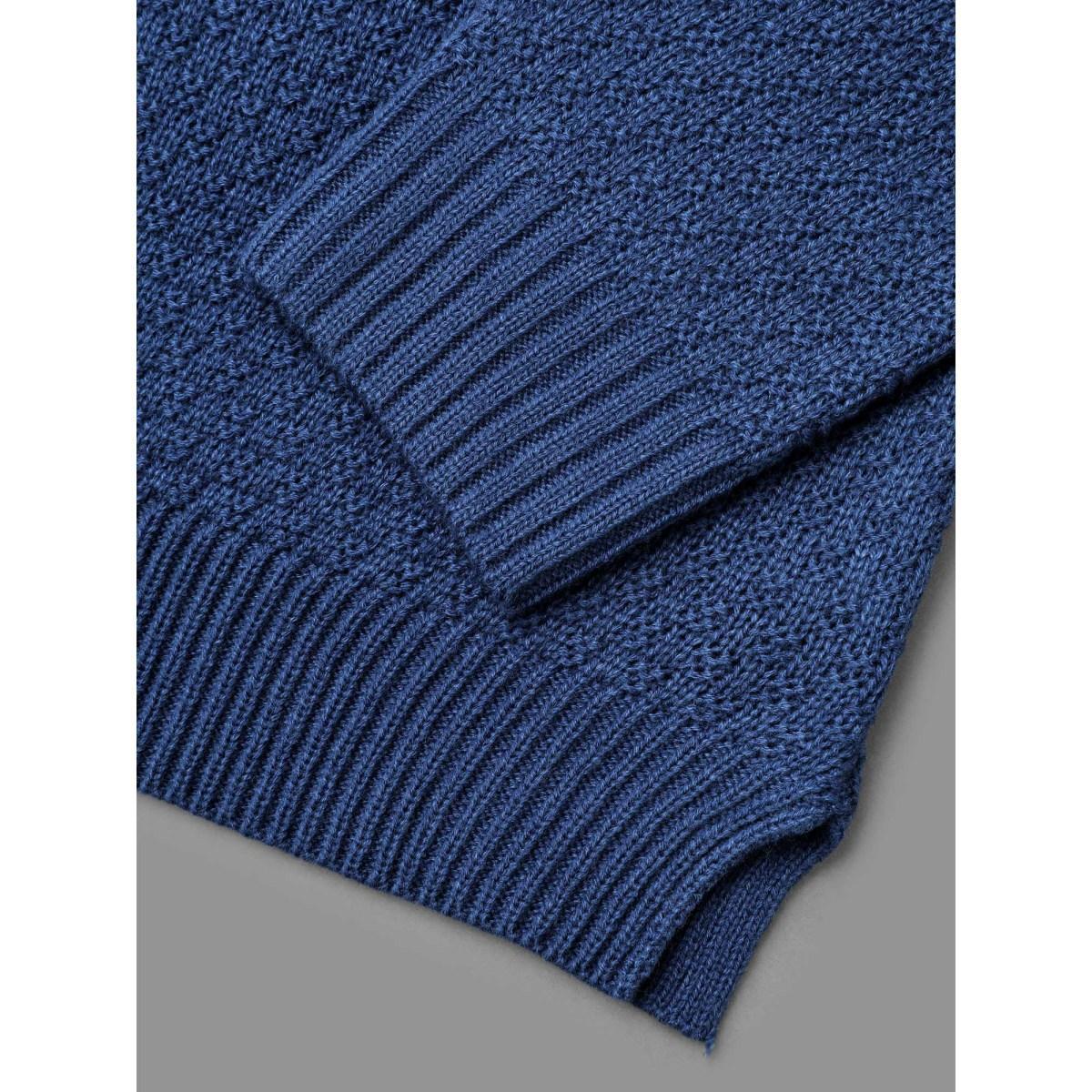 Plus Size Cable Knit Raglan Sleeve Round Neck Pullover Cerulean Women Casual Loose Long Sleeve Round Neck Everyday Pullovers BloomChic 26/4X Product Image