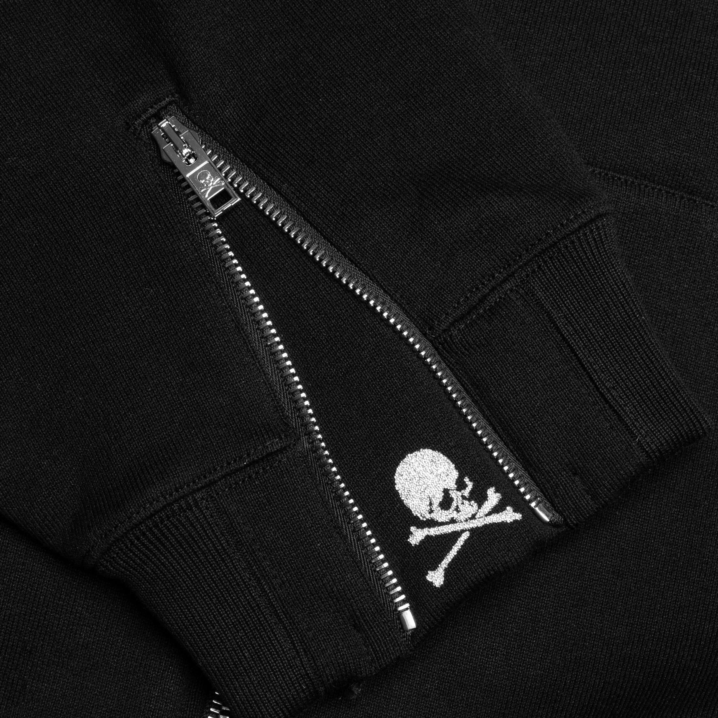 Zip Skull Knitted Hoodie - Black Male Product Image