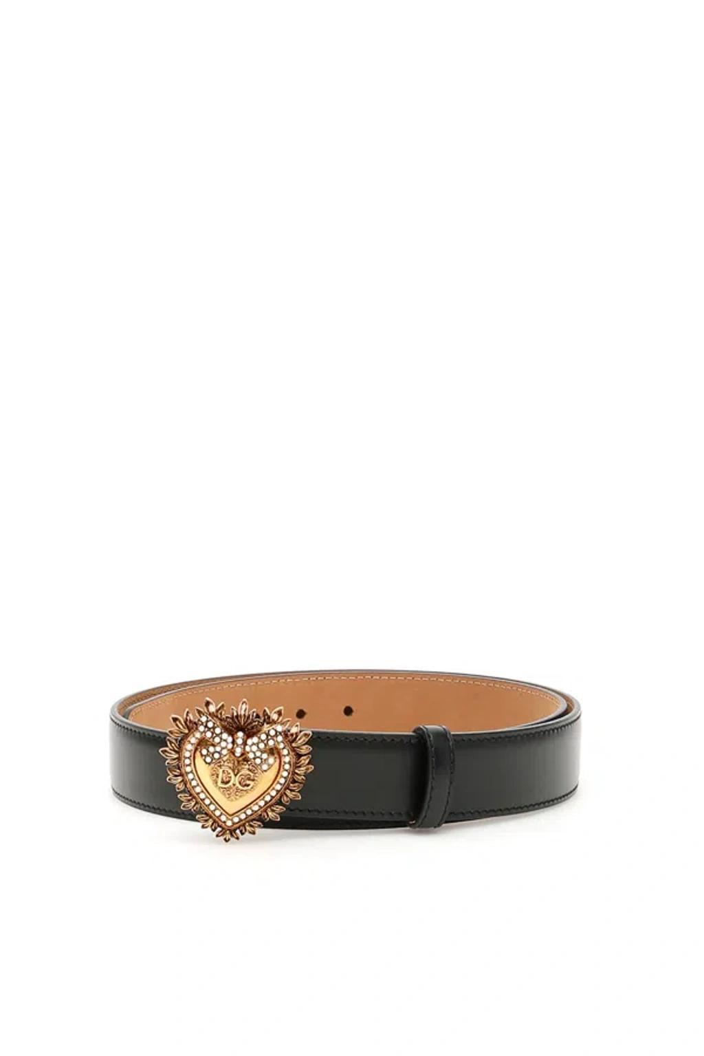 DOLCE & GABBANA Devotion Leather Belt In Black Product Image