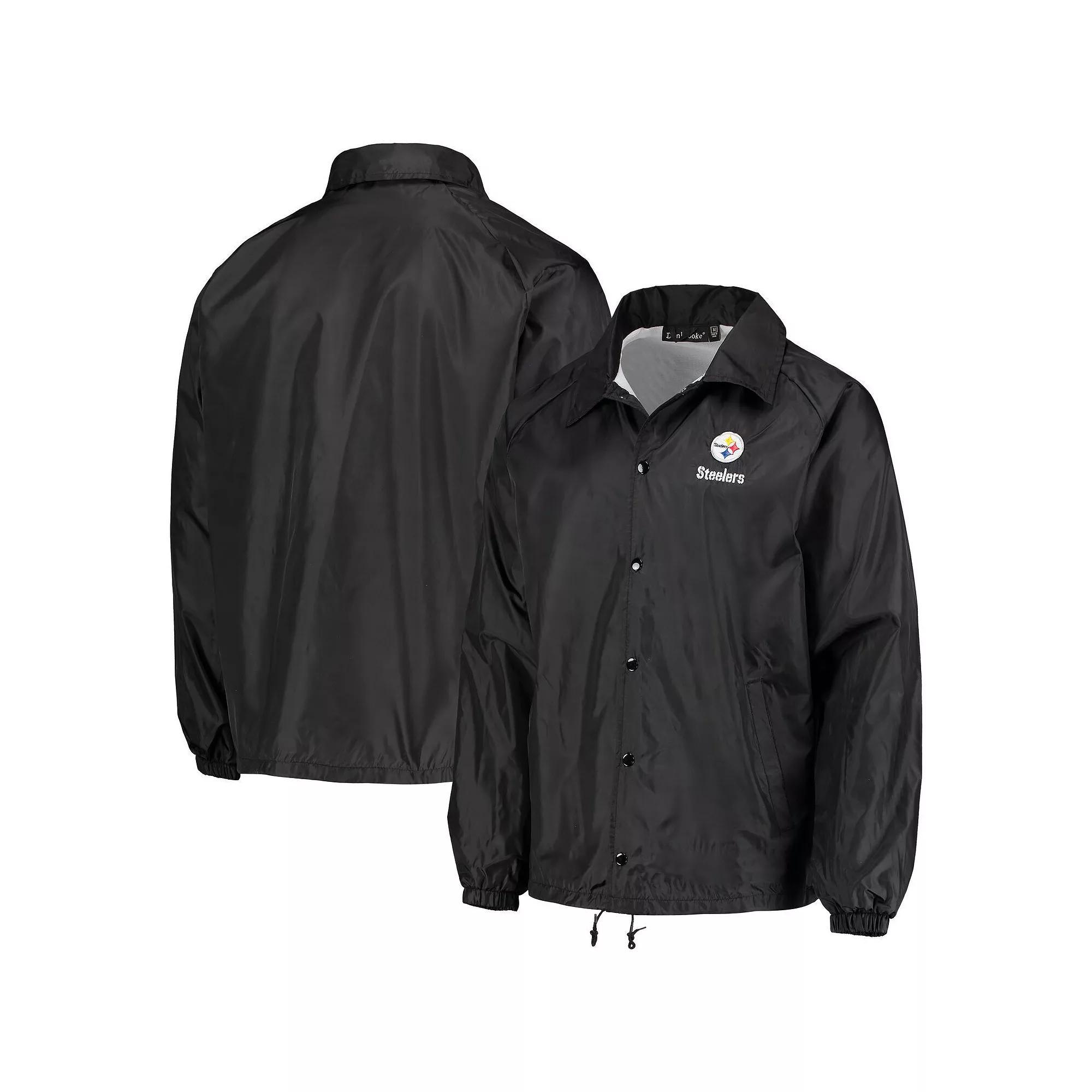 Men's Black Pittsburgh Steelers Coaches Classic Raglan Full-Snap Windbreaker Jacket,  Product Image