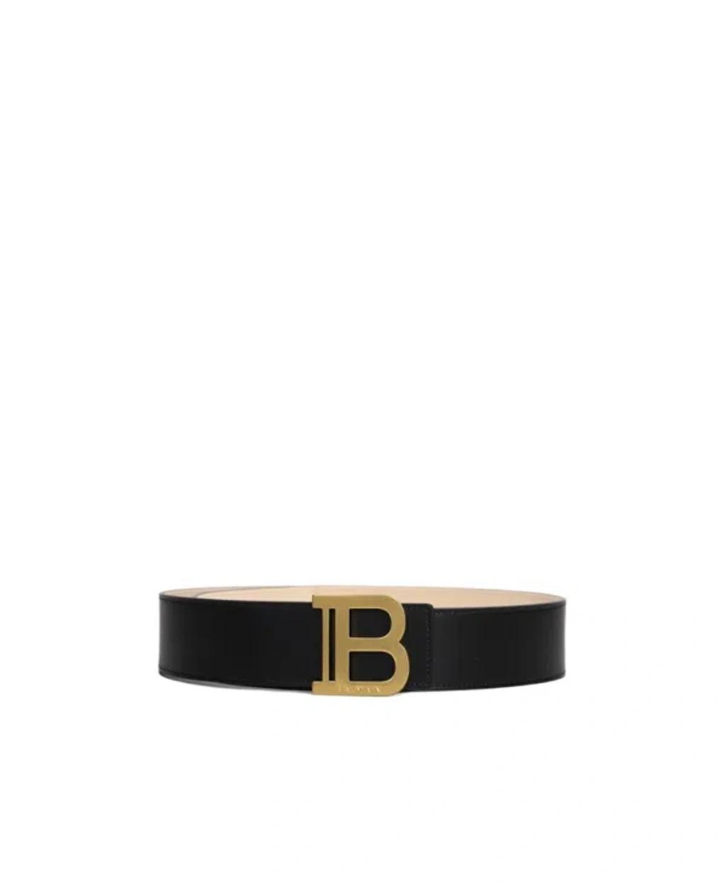 BALMAIN B Logo-buckle Leather Belt In Black Product Image