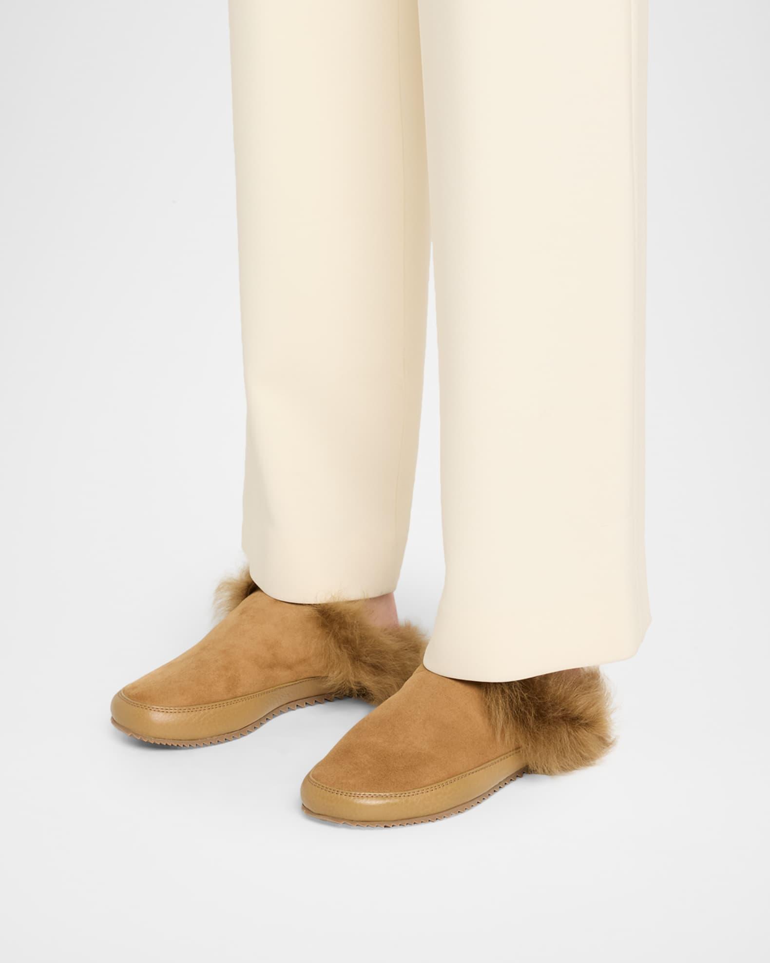 Jan Fur-Lined Mixed Leather Slippers Product Image