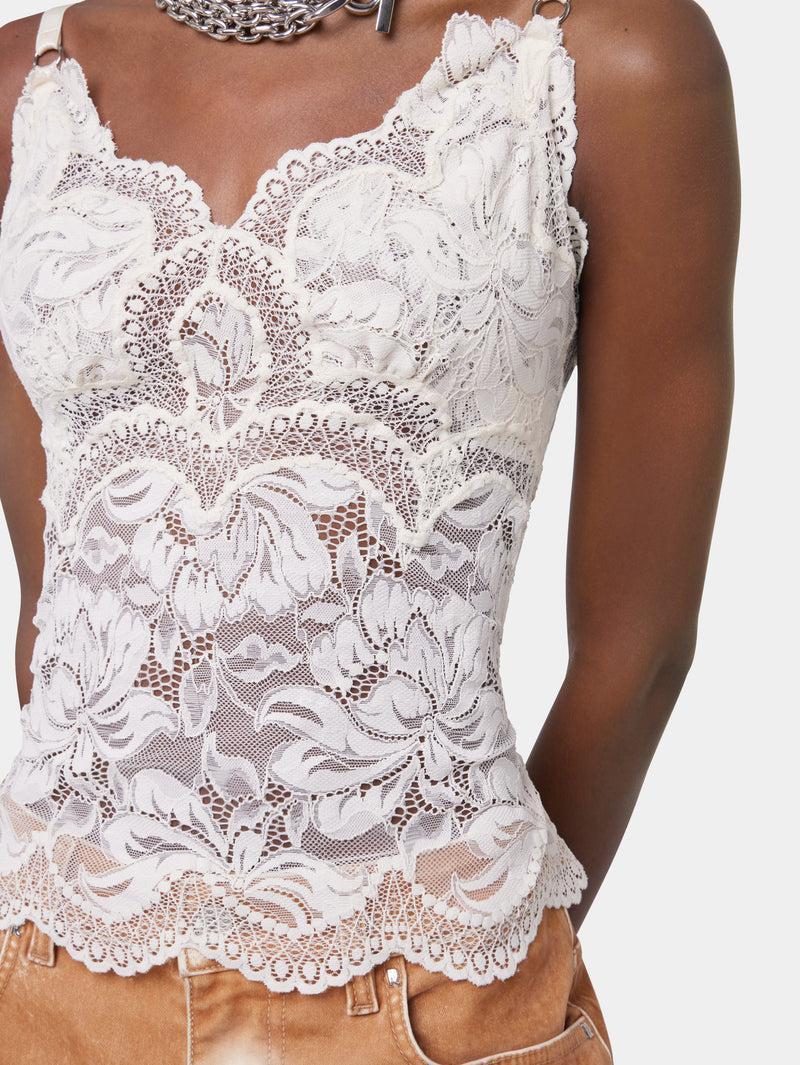IVORY TANK TOP IN LACE Product Image
