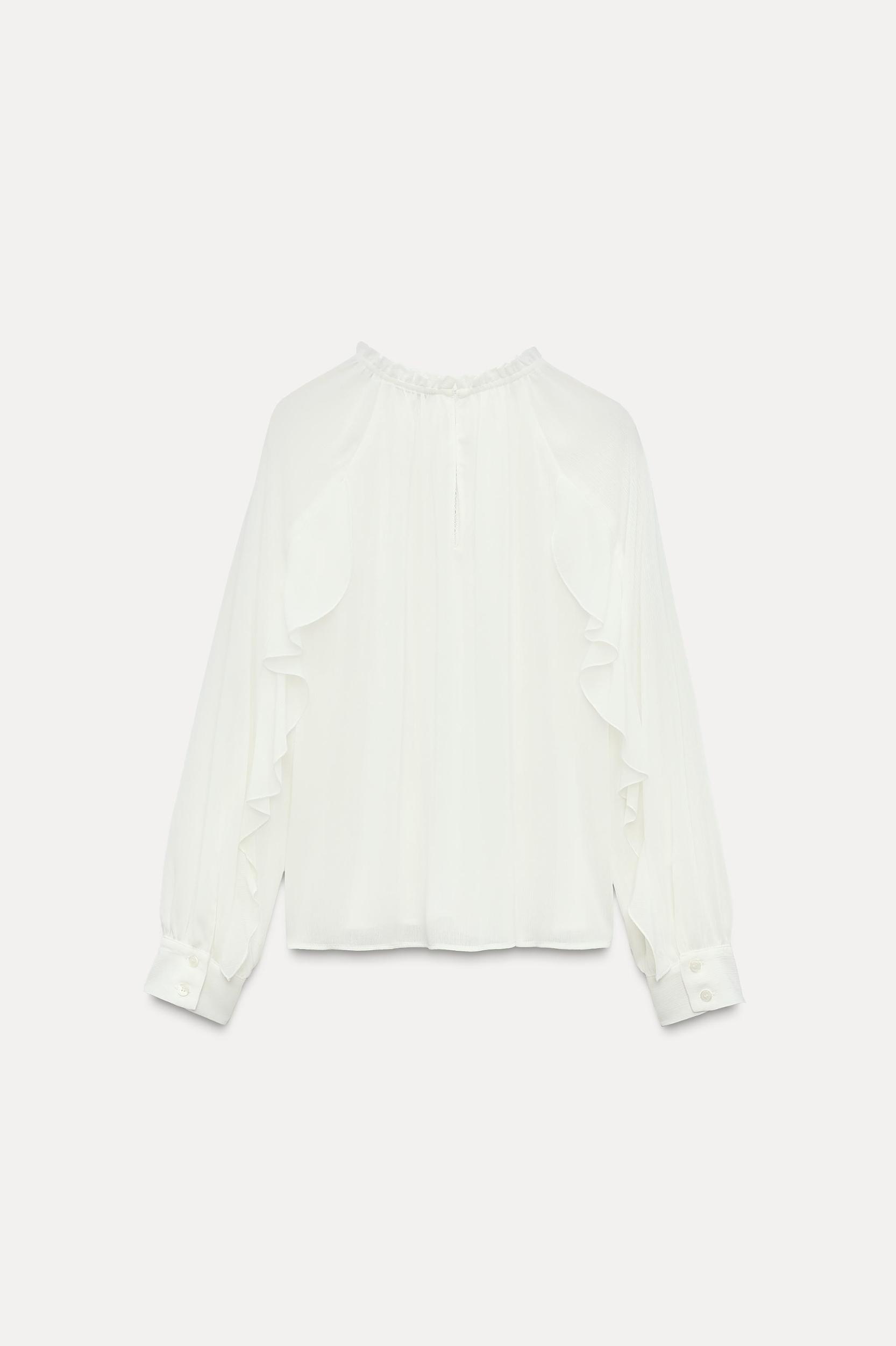 RUFFLED LACE INSERT BLOUSE Product Image