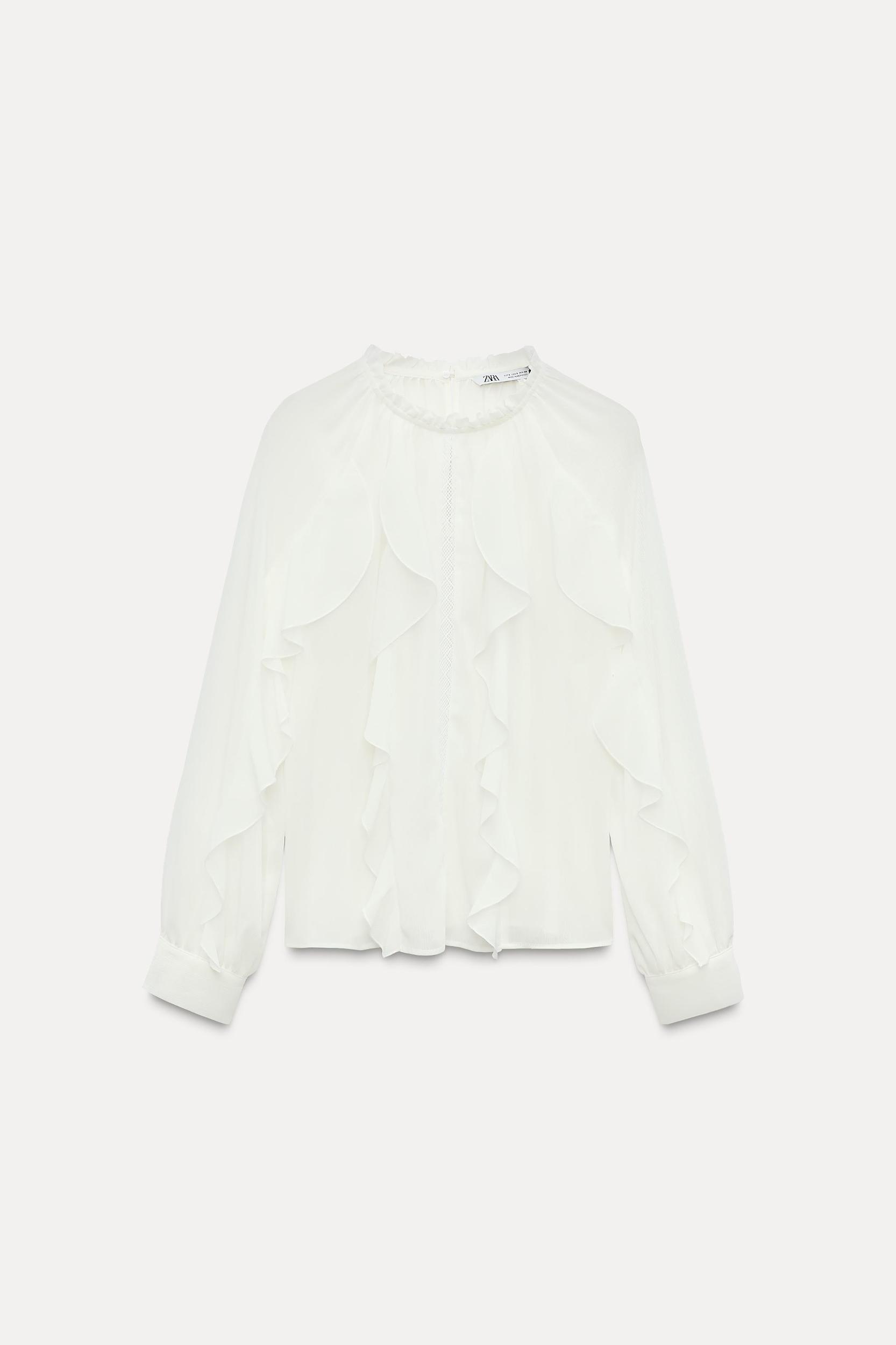 RUFFLED LACE INSERT BLOUSE Product Image