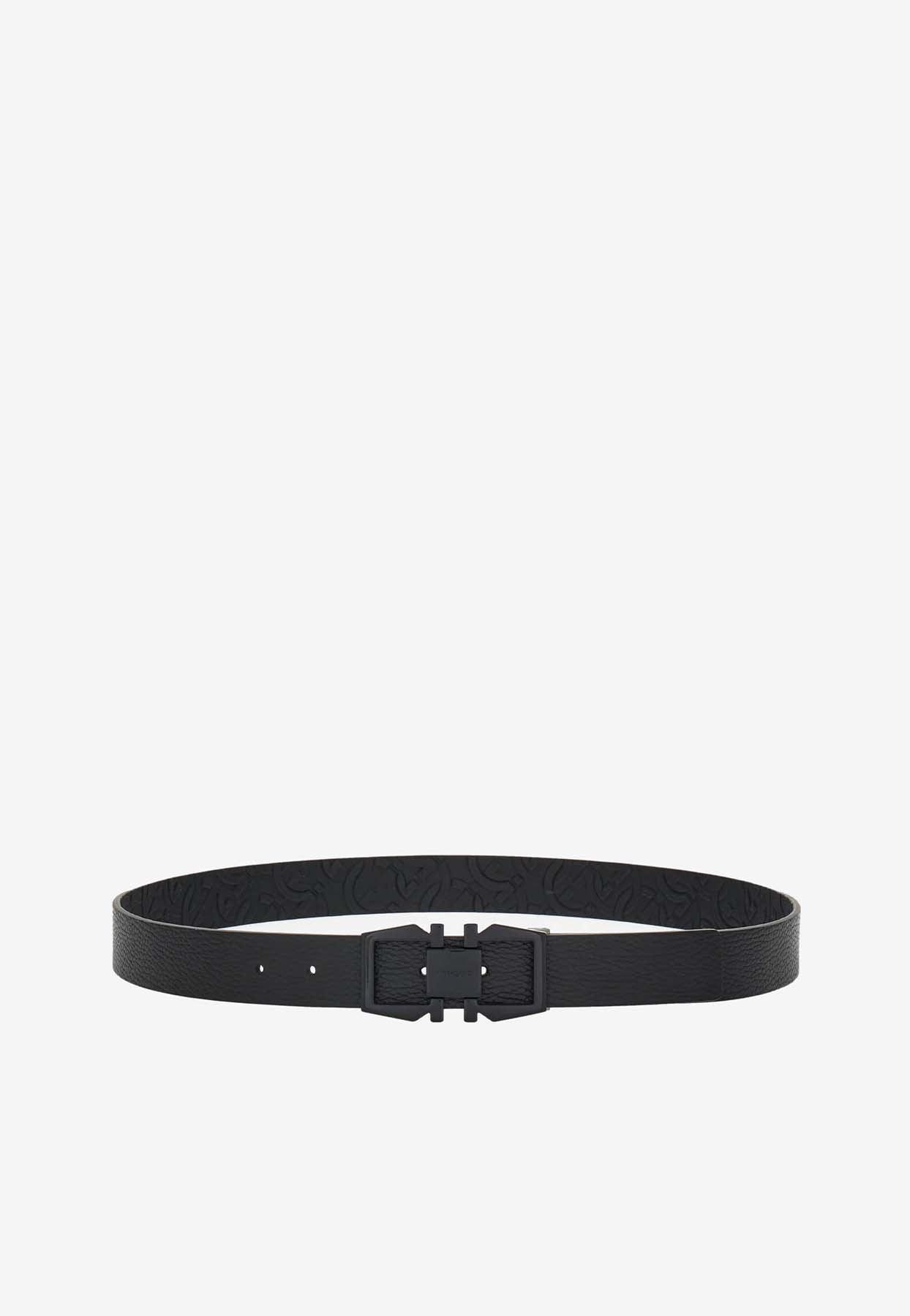 FERRAGAMO Reversible Gancini Leather Belt In Black Product Image