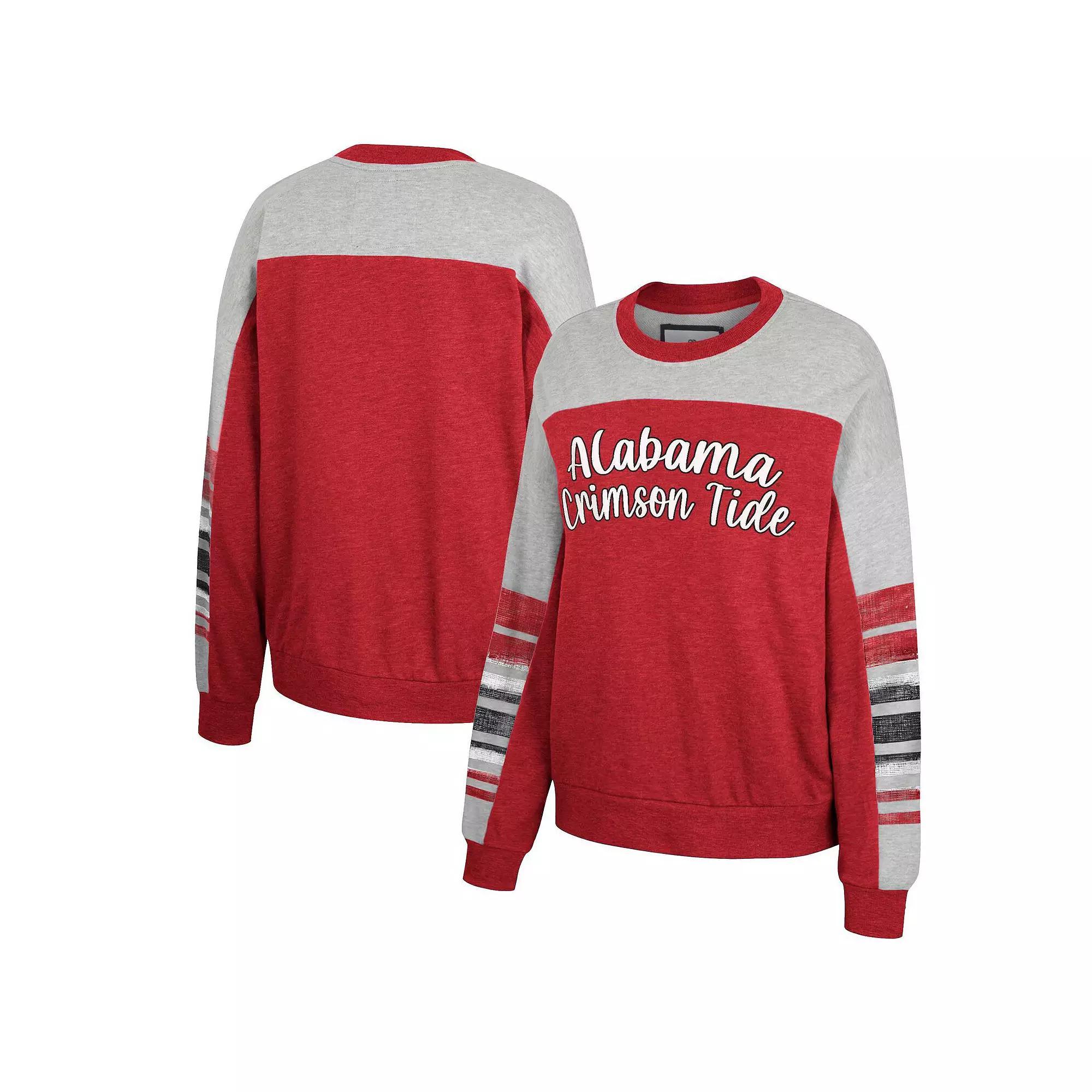 Women's Colosseum Crimson/Heather Gray Alabama Crimson Tide Baby Talk Pullover Sweatshirt, Size: Small, Red Product Image
