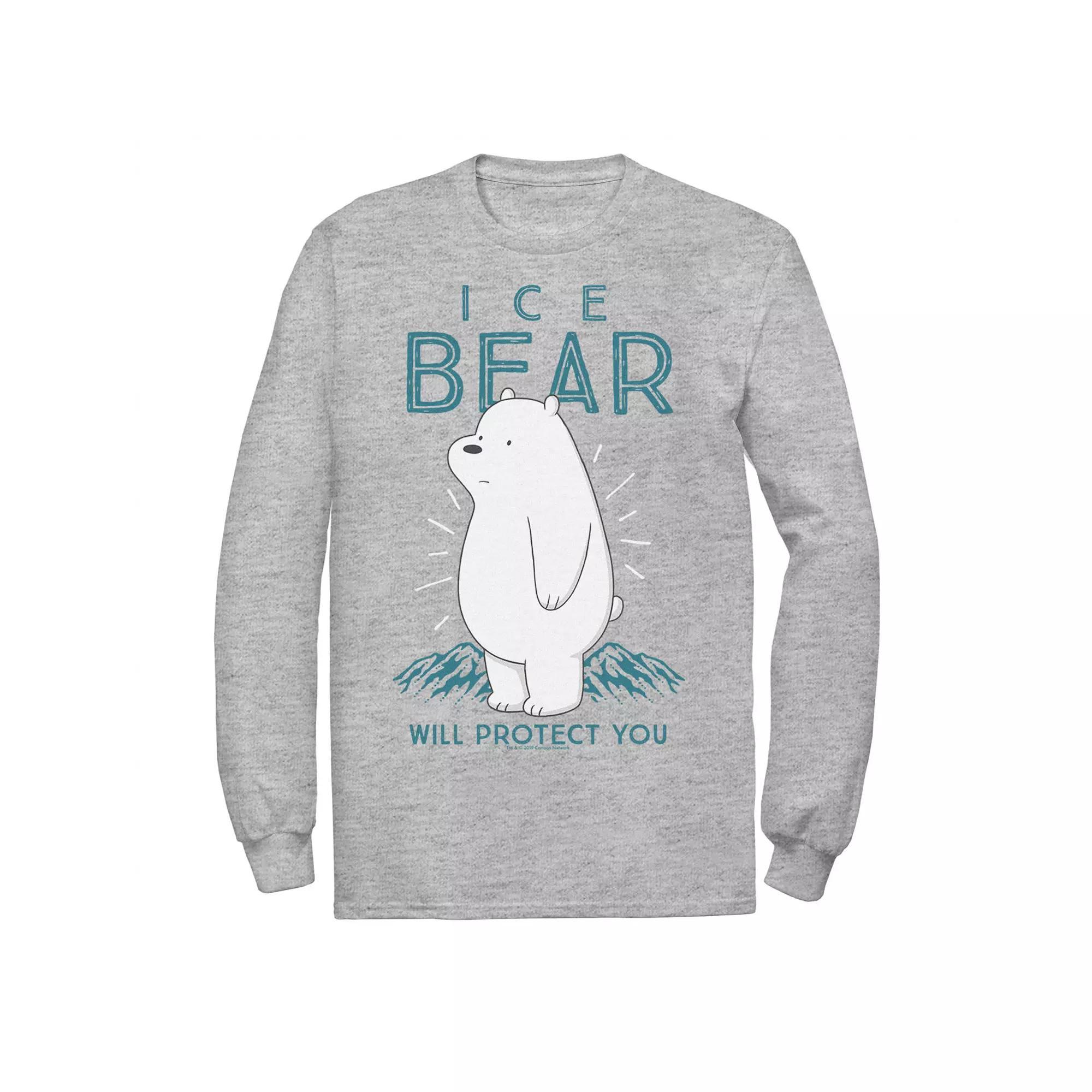 Men's Cartoon Network We Bare Bears Ice Bear Will Protect You Long Sleeve Tee,  Product Image