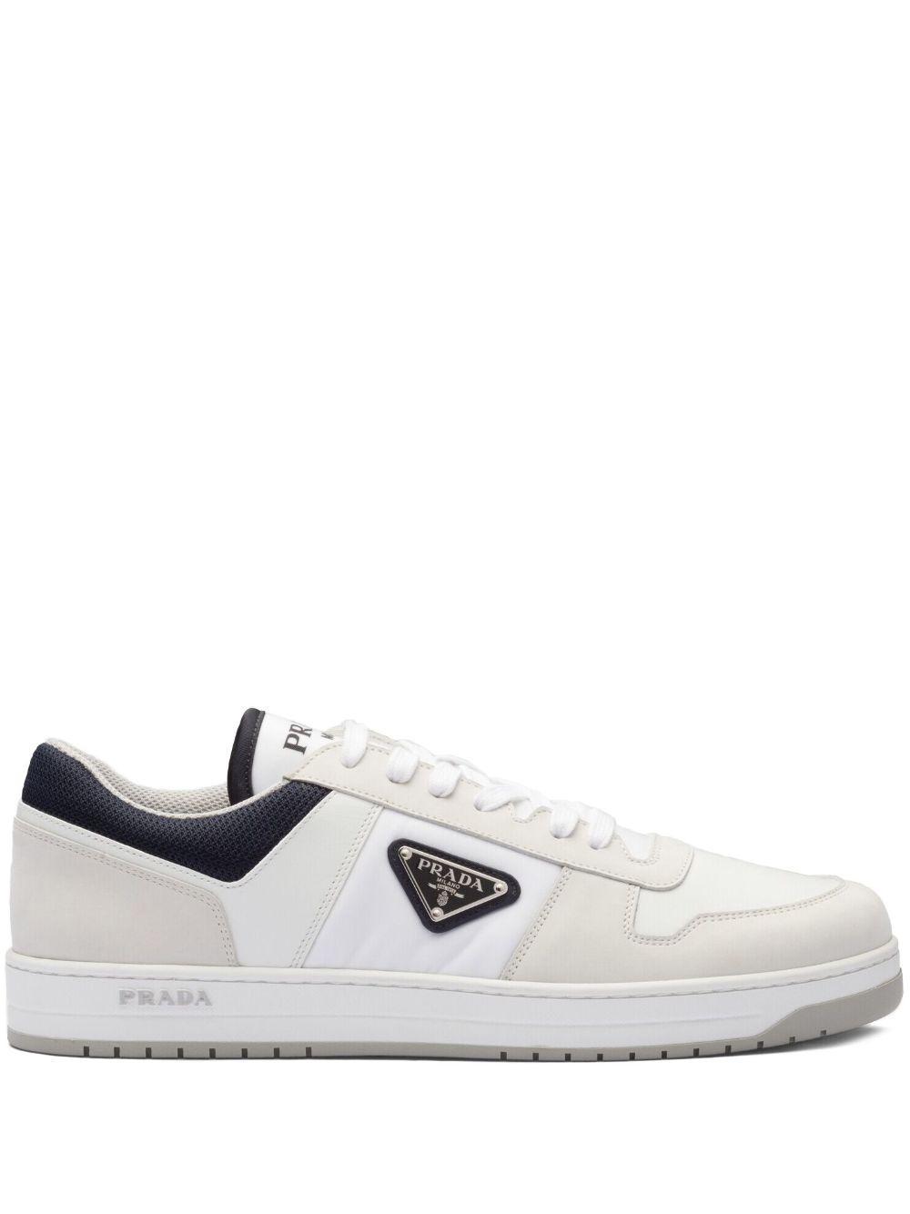 PRADA Downtown Re-nylon Low-top Sneakers In White Blue Product Image