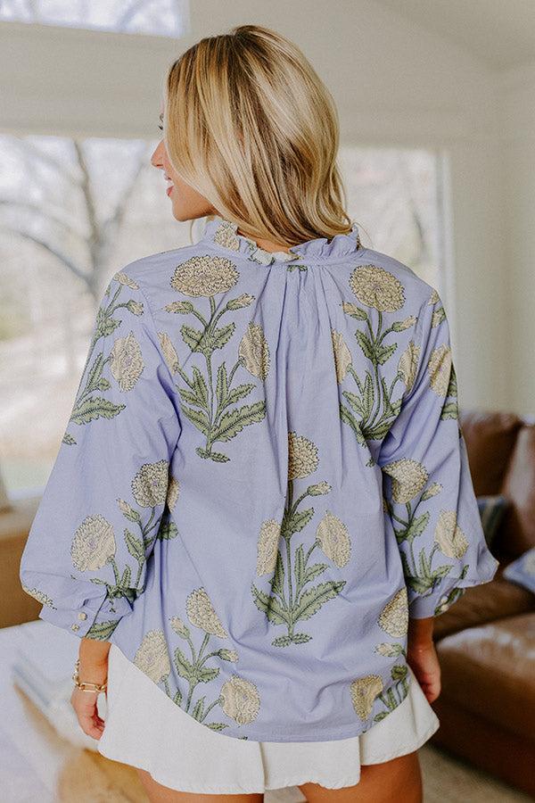 Botanical Brunch Floral Top in Sky Blue Product Image