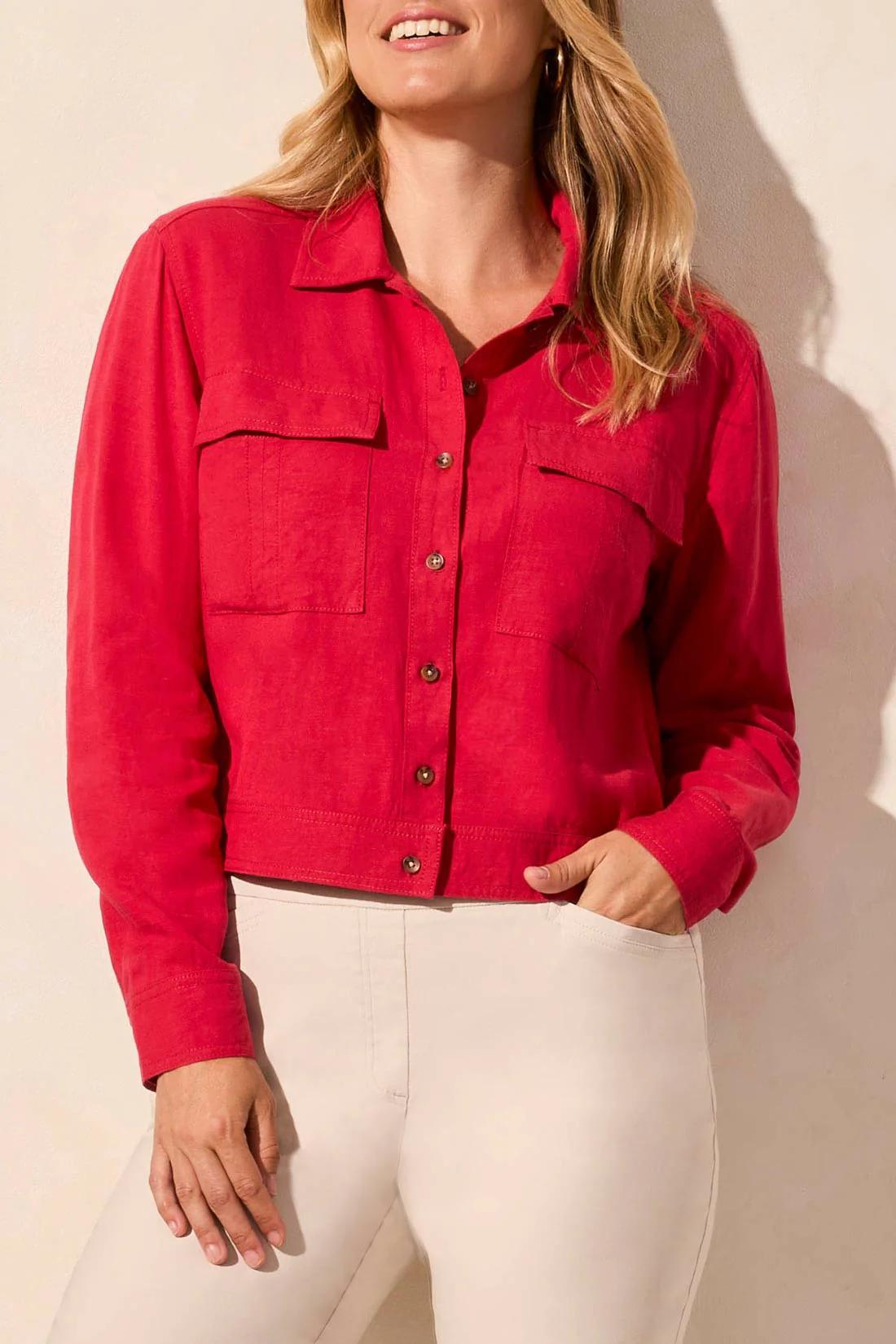 L/S Button Front Jacket W/Chest Pockets Product Image