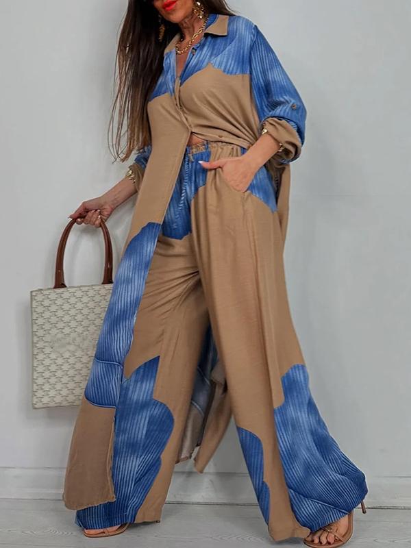 High Waisted Wide Leg Drawstring Elasticity Floral Printed Split-Joint Pants Trousers Product Image