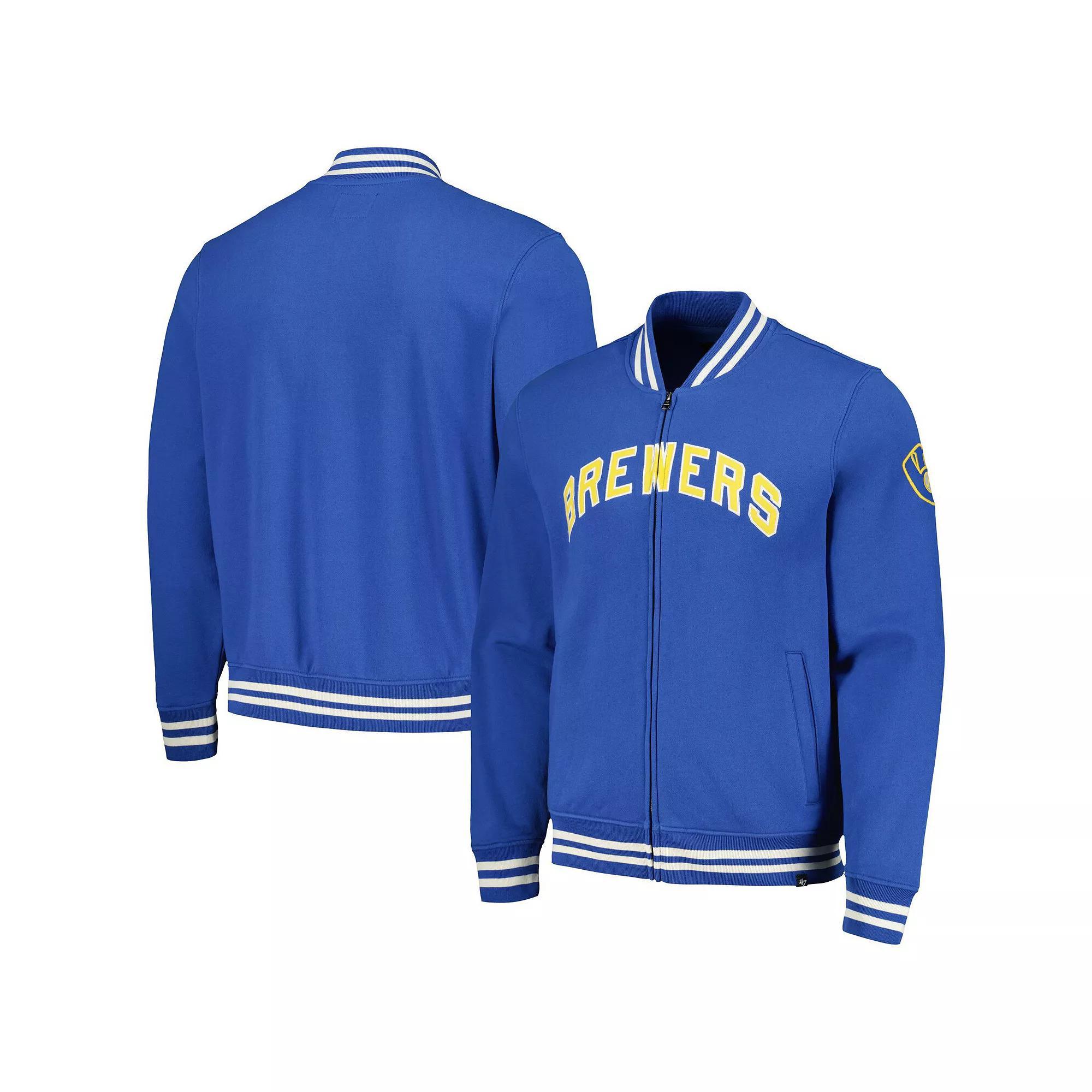 Men's '47 Royal Milwaukee Brewers Wax Pack Pro Camden Full-Zip Track Jacket, Size: Medium, Blue Product Image