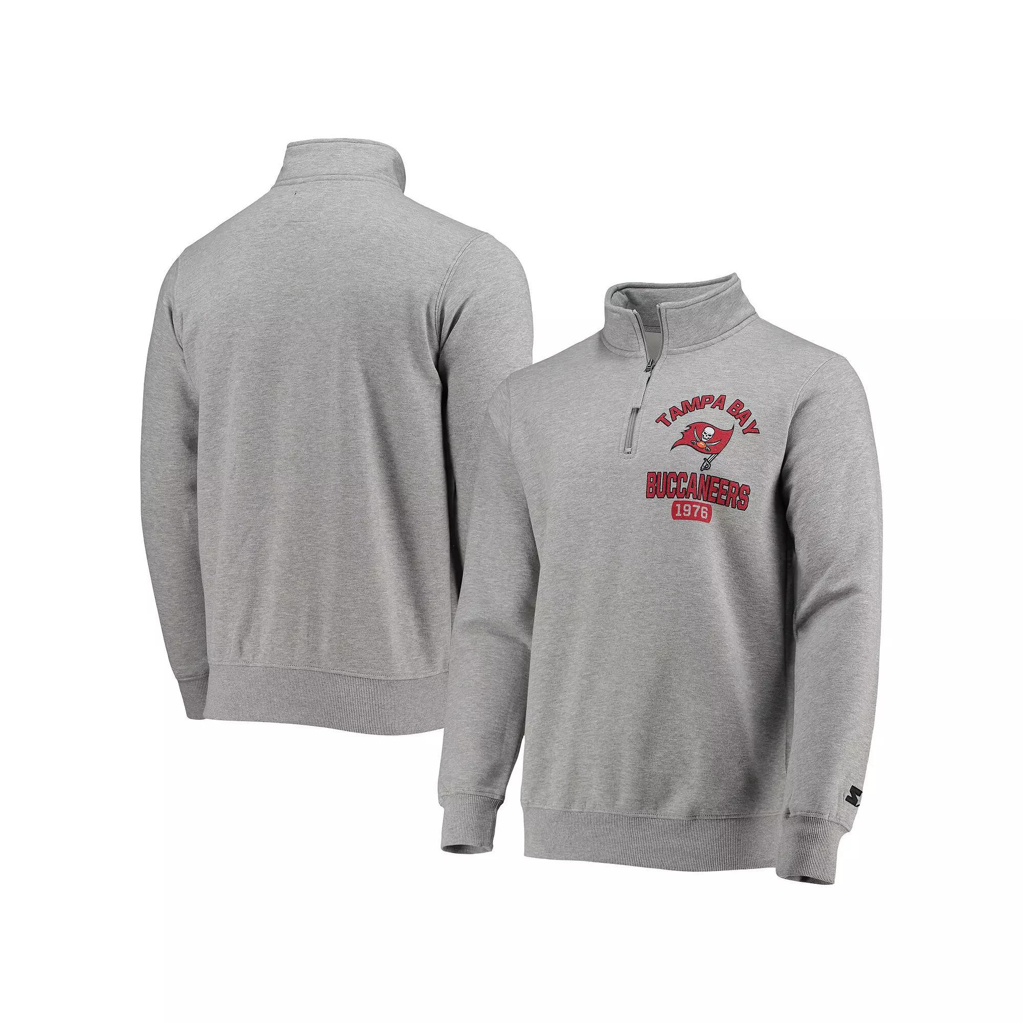 Men's Starter Heather Gray Tampa Bay Buccaneers Heisman Quarter-Zip Jacket,  Product Image