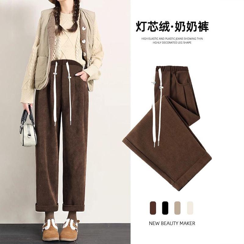 Maternity Drawstring Waist Plain Tapered Pants Product Image