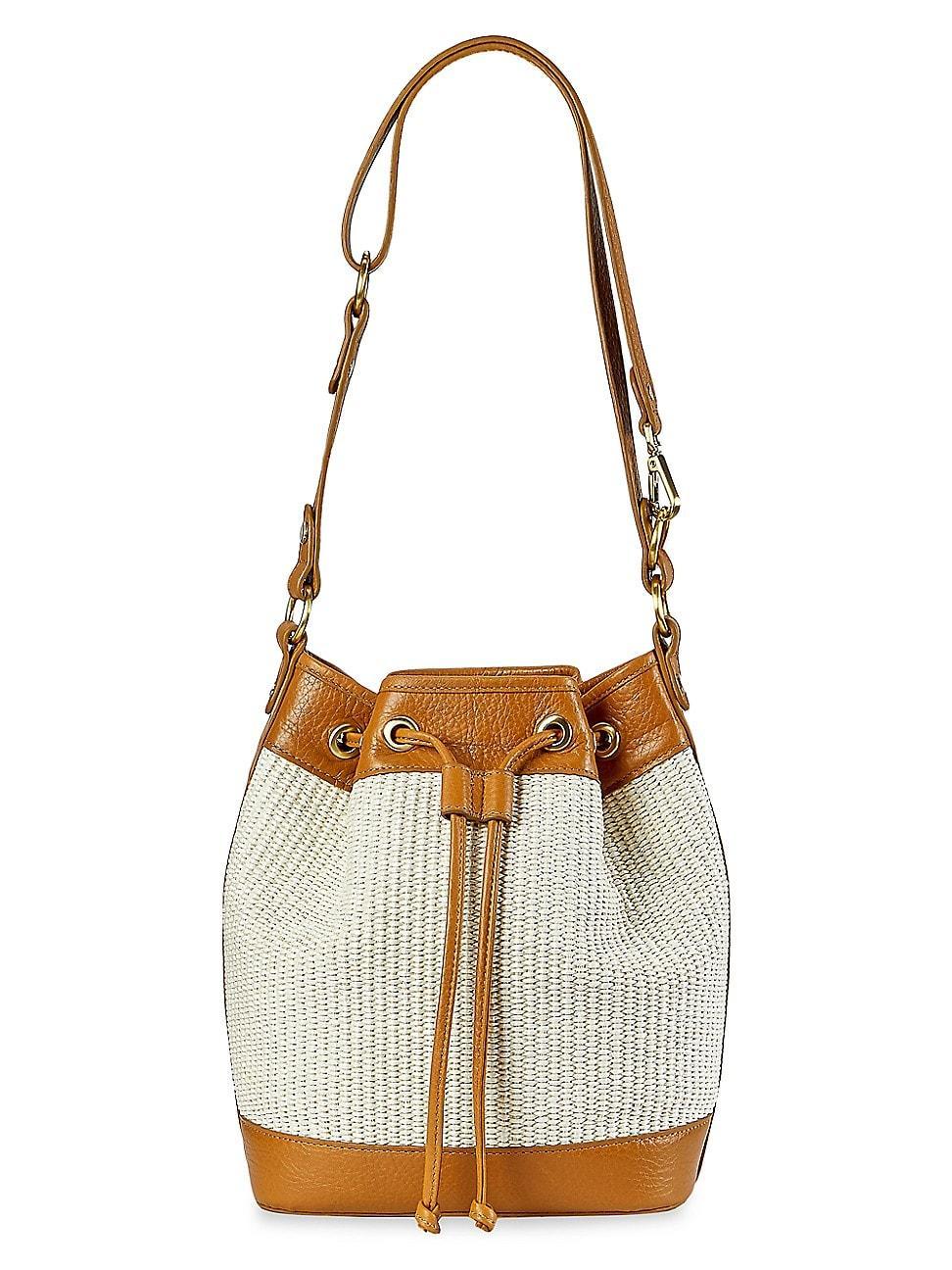 Womens Cassie Raffia & Leather Bucket Bag Product Image