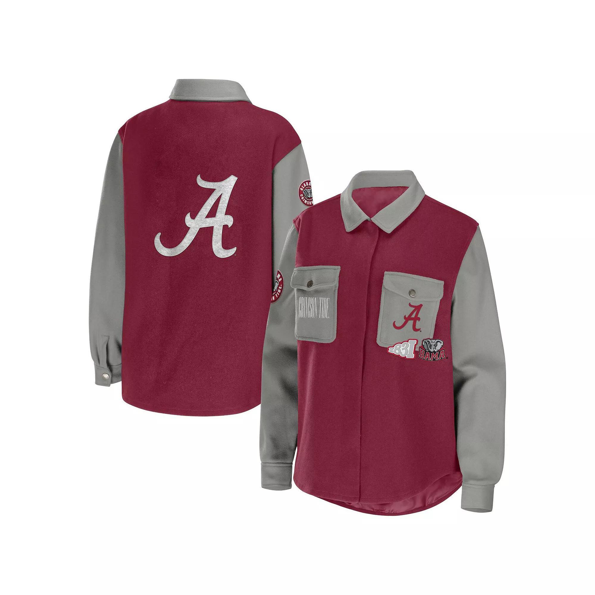 Women's WEAR by Erin Andrews Crimson Alabama Crimson Tide Button-Up Shirt Jacket,  Product Image