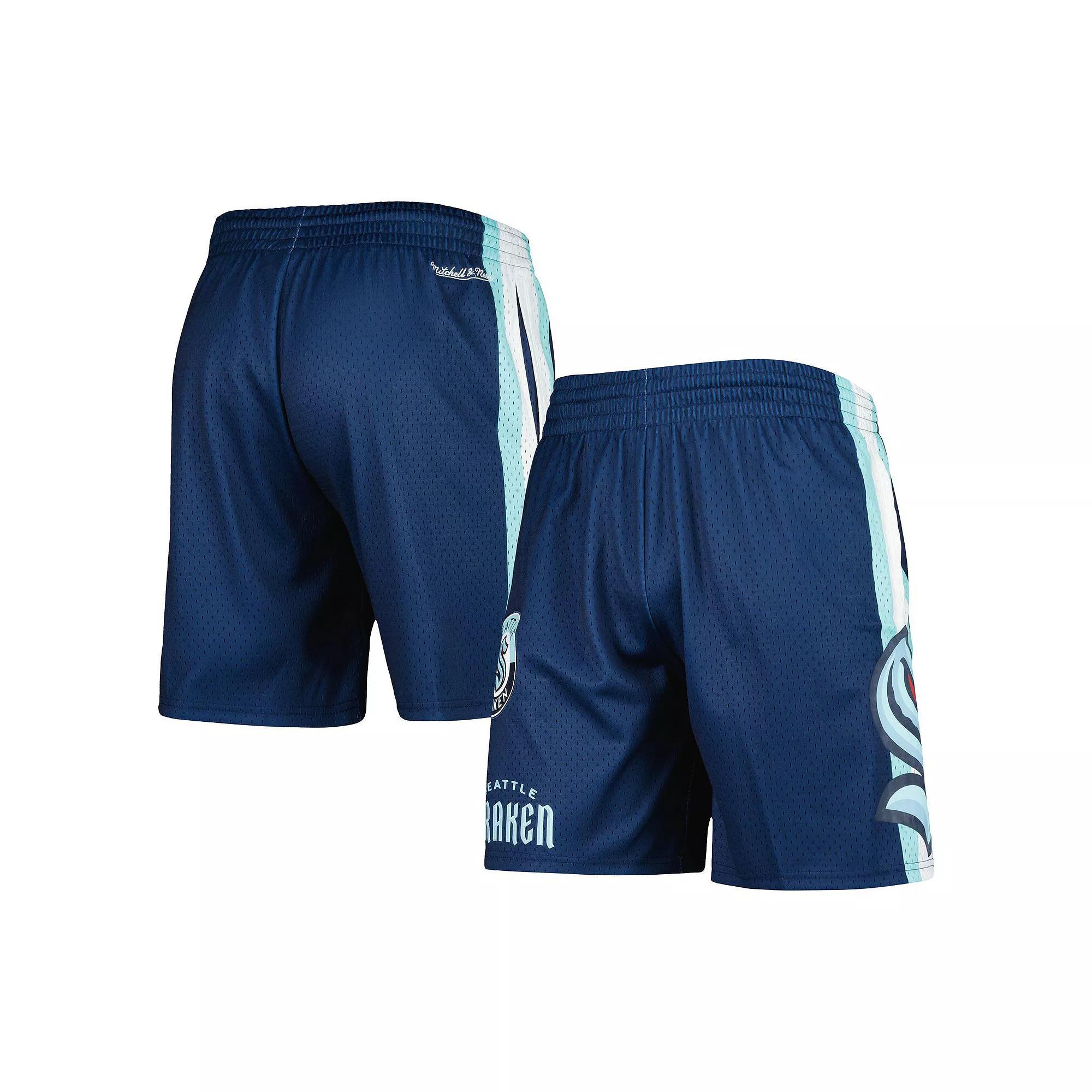 Men's Mitchell & Ness Deep Sea Blue Seattle Kraken City Collection Mesh Shorts,  Product Image