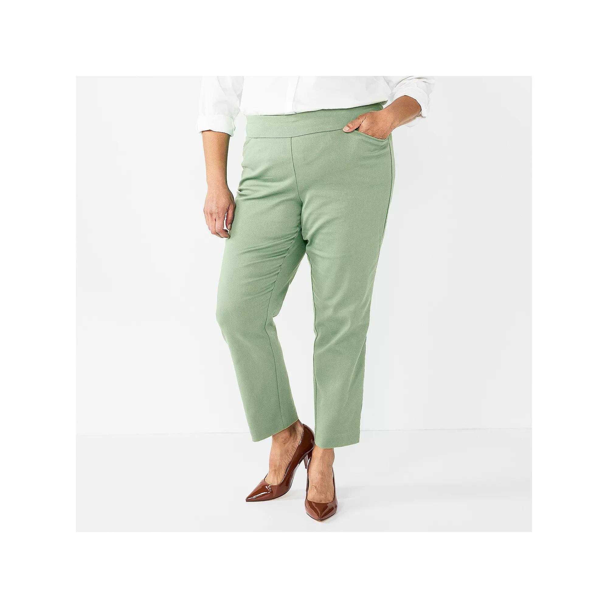 Plus Size Croft & Barrow® Effortless Stretch Pull-On Straight-Leg Pants, Women's, Size: 20 W, Emerson Green Product Image