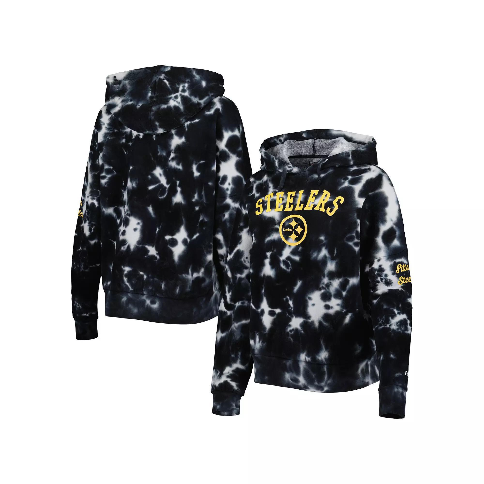 Women's New Era Black Pittsburgh Steelers Cloud Dye Fleece Pullover Hoodie, Size: XS Product Image