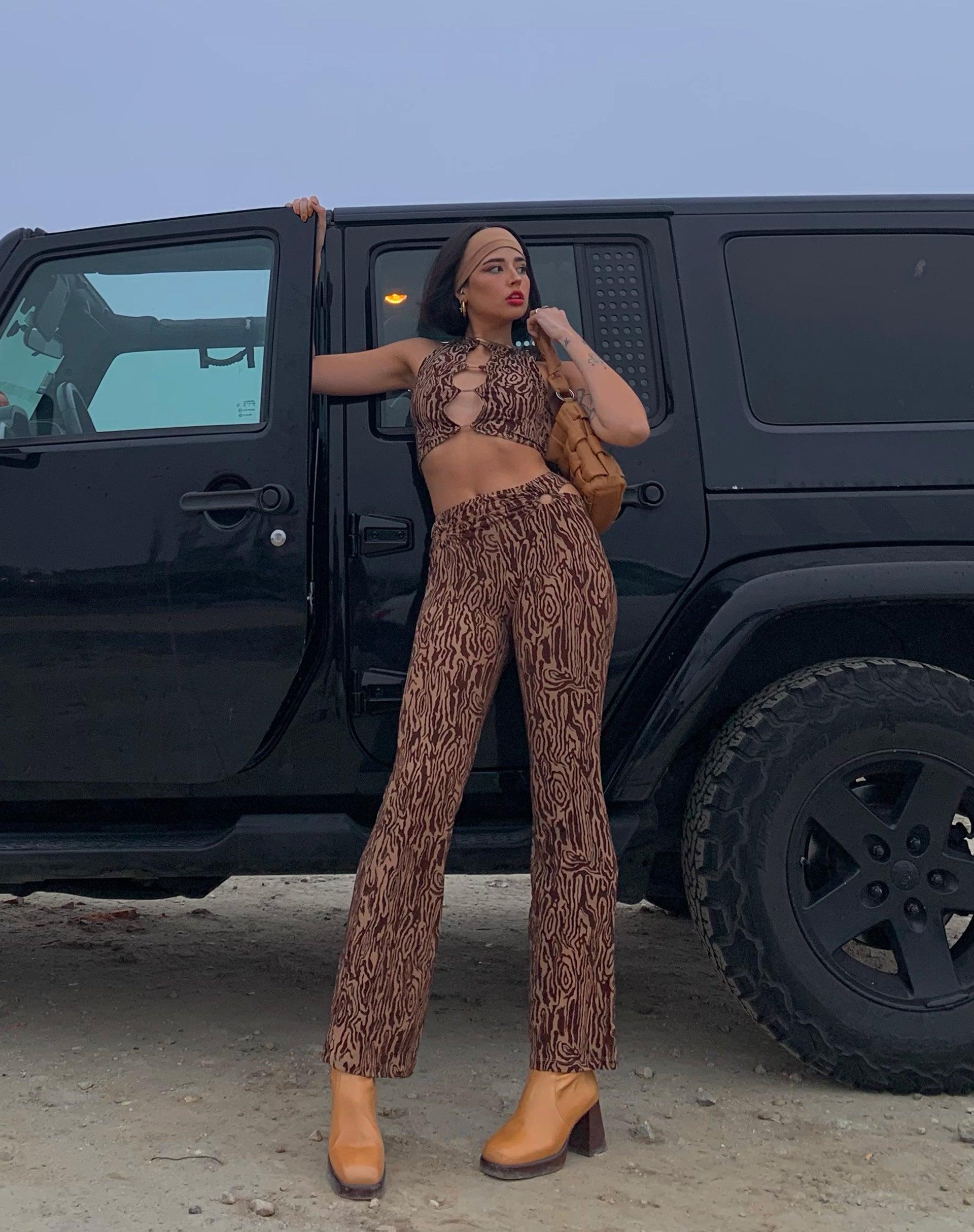 Sesaot Flare Trouser in Animal Ripple Flock Product Image