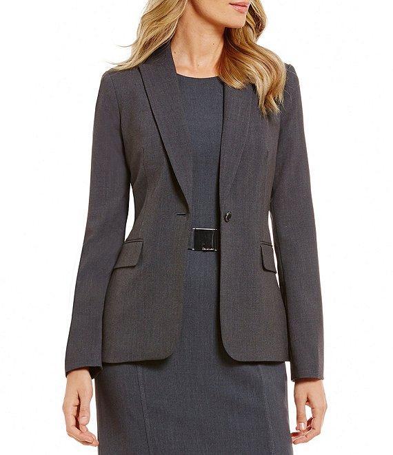 Calvin Klein Notch Lapel Long Sleeve One Button Jacket Product Image